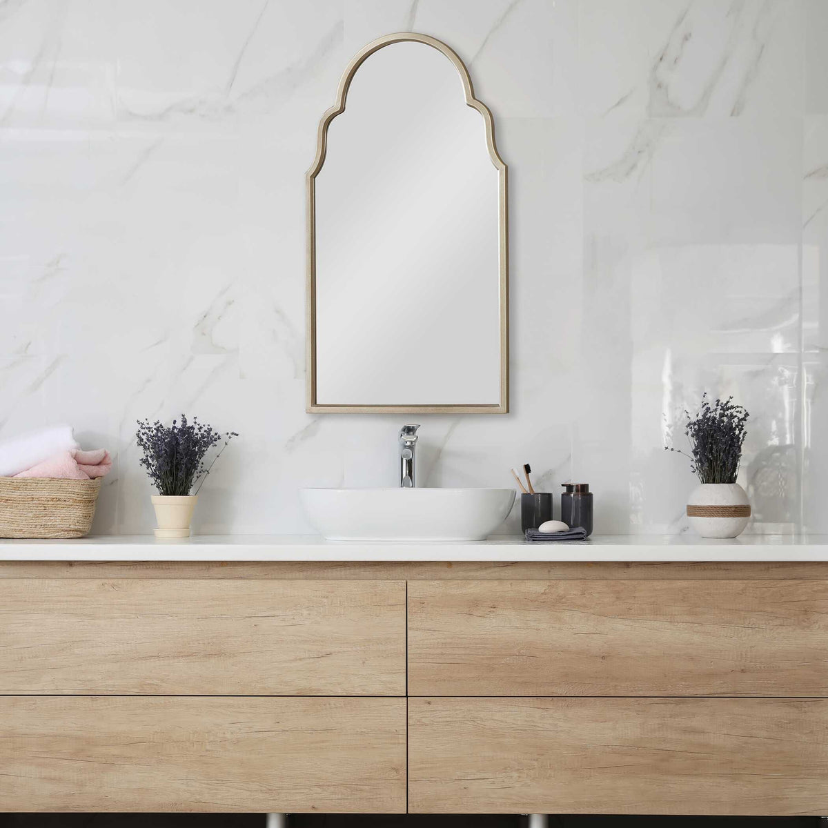 Everly Arched Silver Wall Mirror