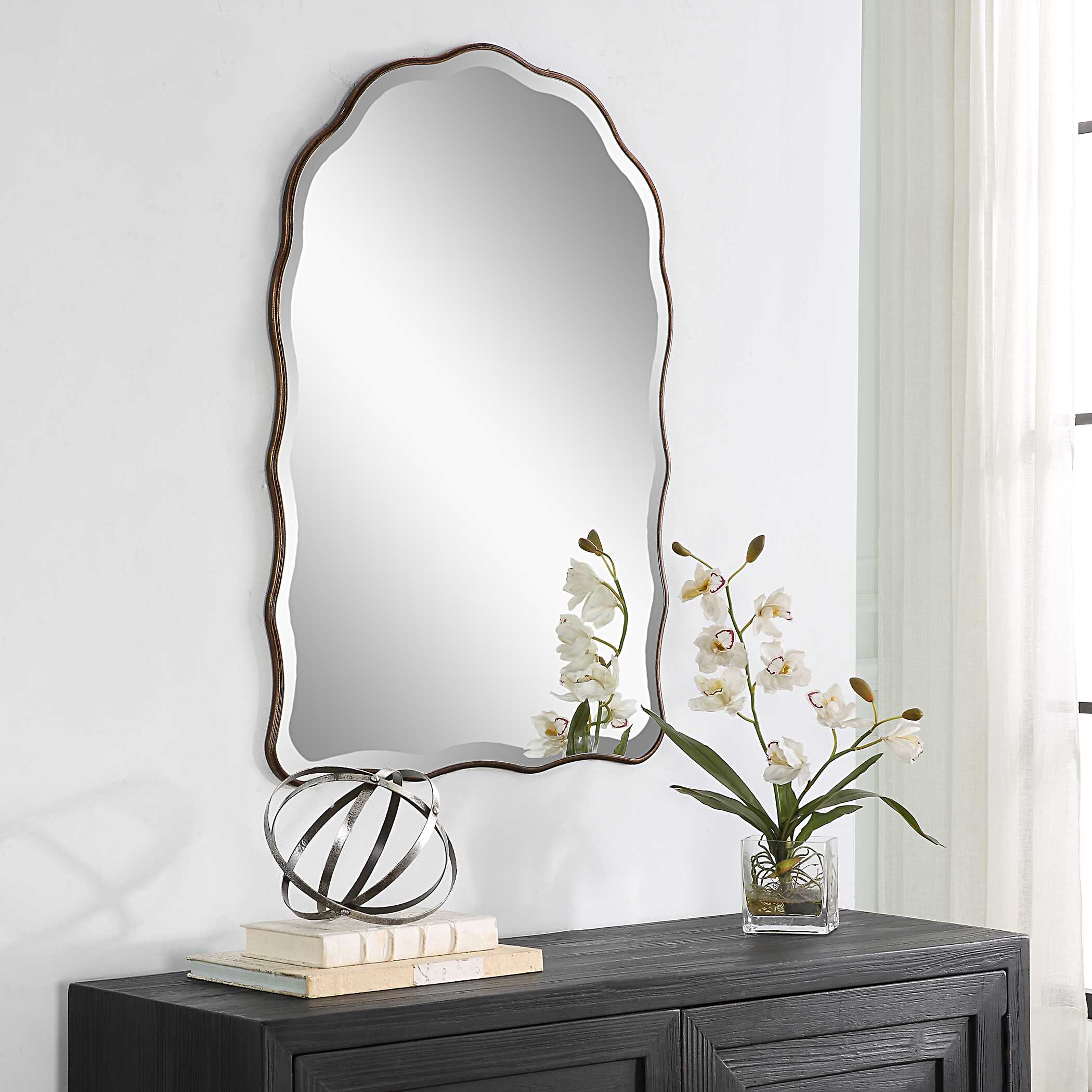 Belvoir Scalloped Bronze Wall Mirror