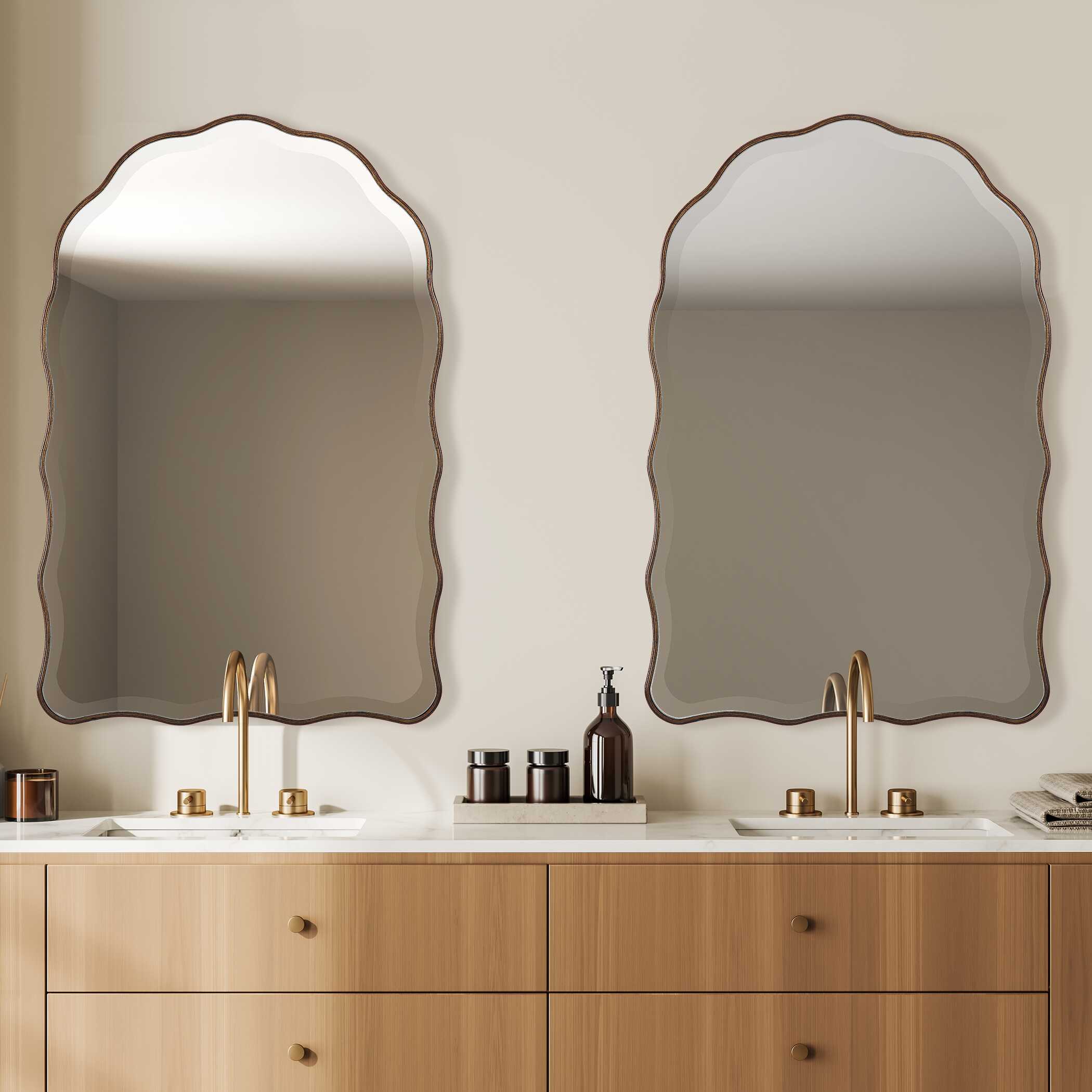 Belvoir Scalloped Bronze Wall Mirror