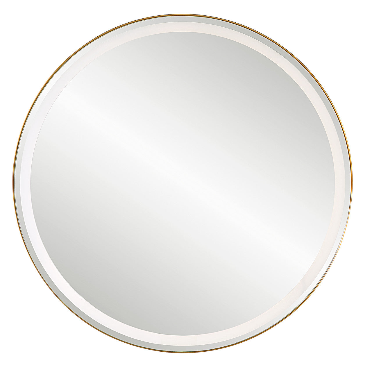 Uttermost Crofton Lighted Brass Round Mirror