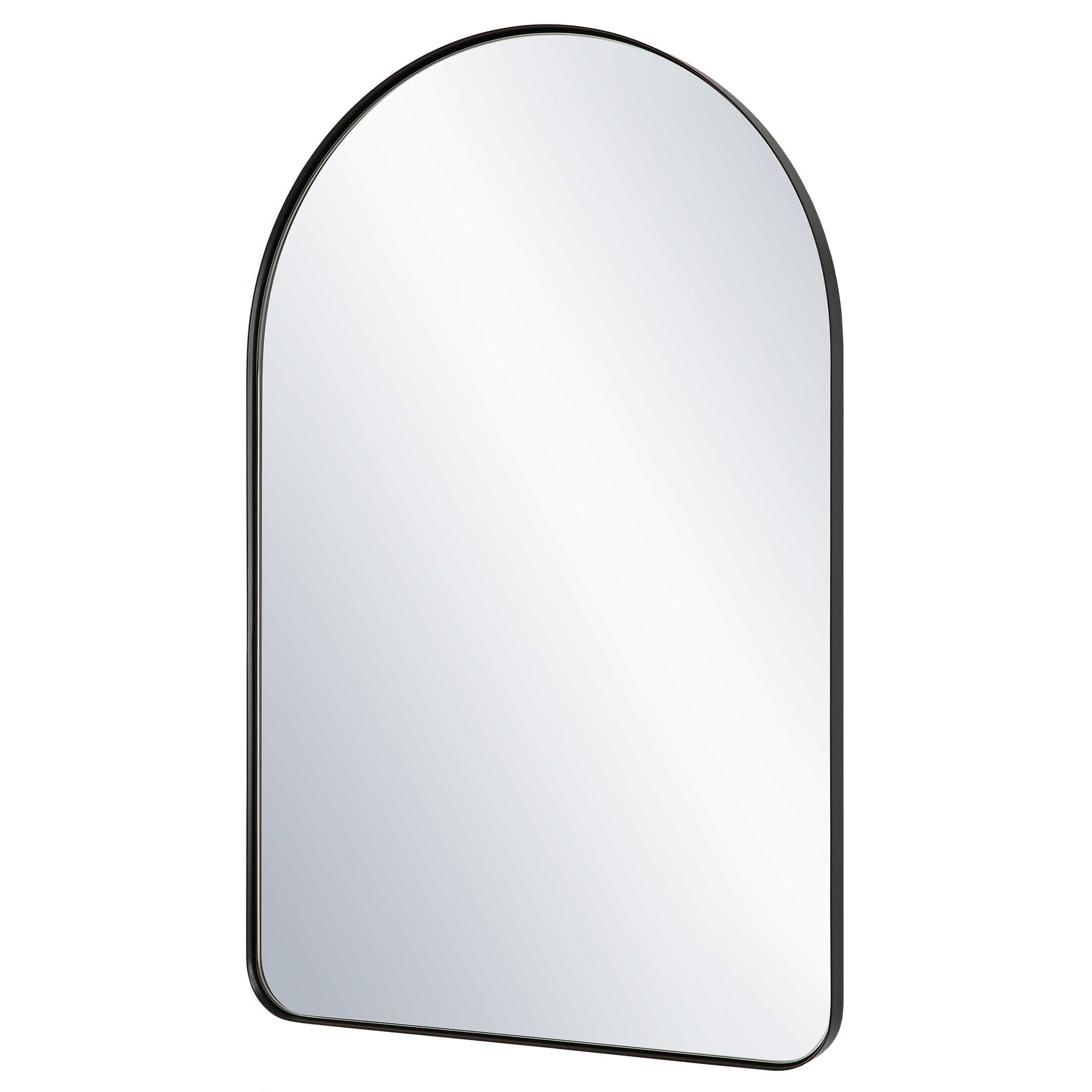 Fiorella Arched Satin Black Wall Mirror