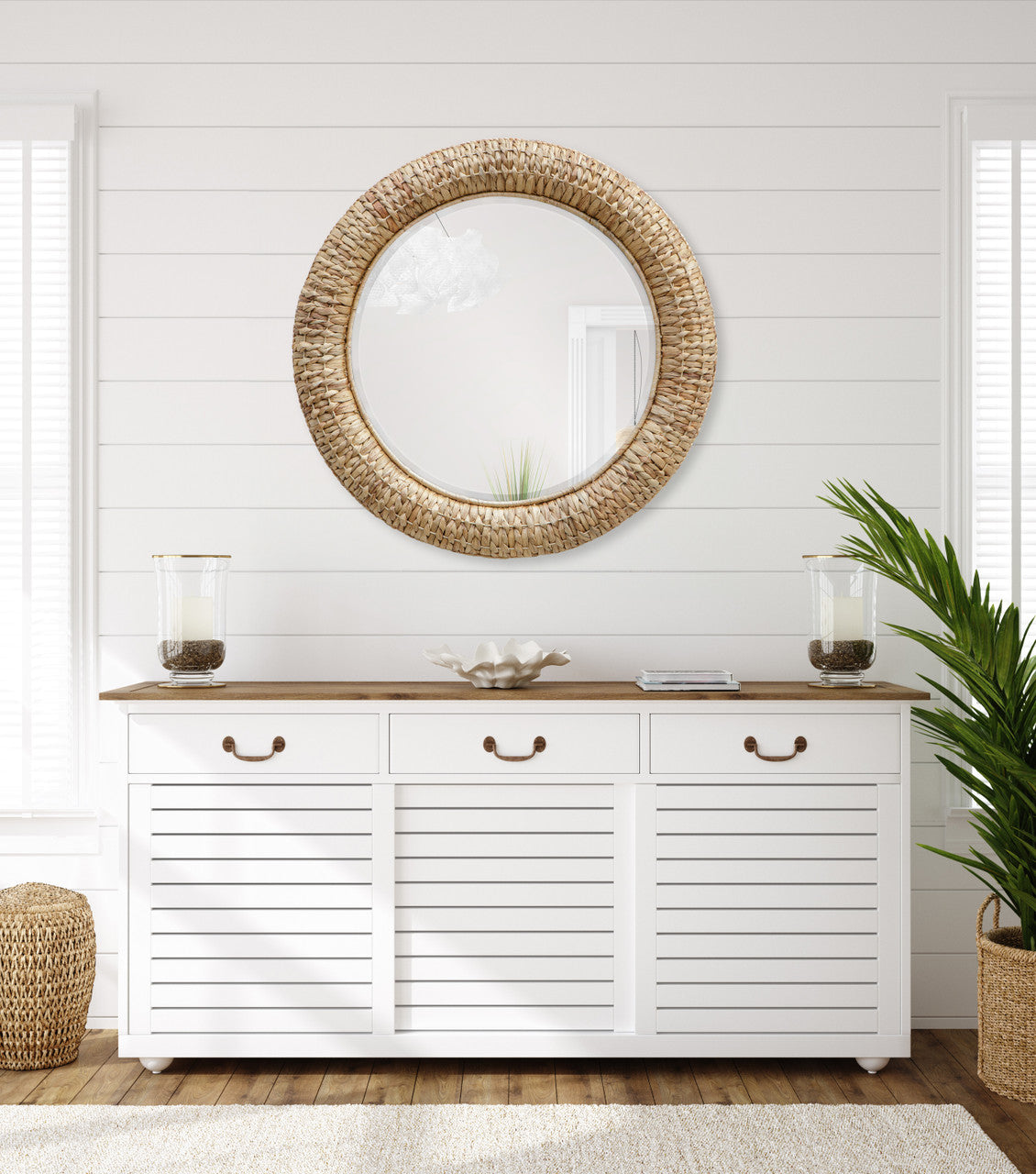 Uttermost Twisted Seagrass Round Mirror