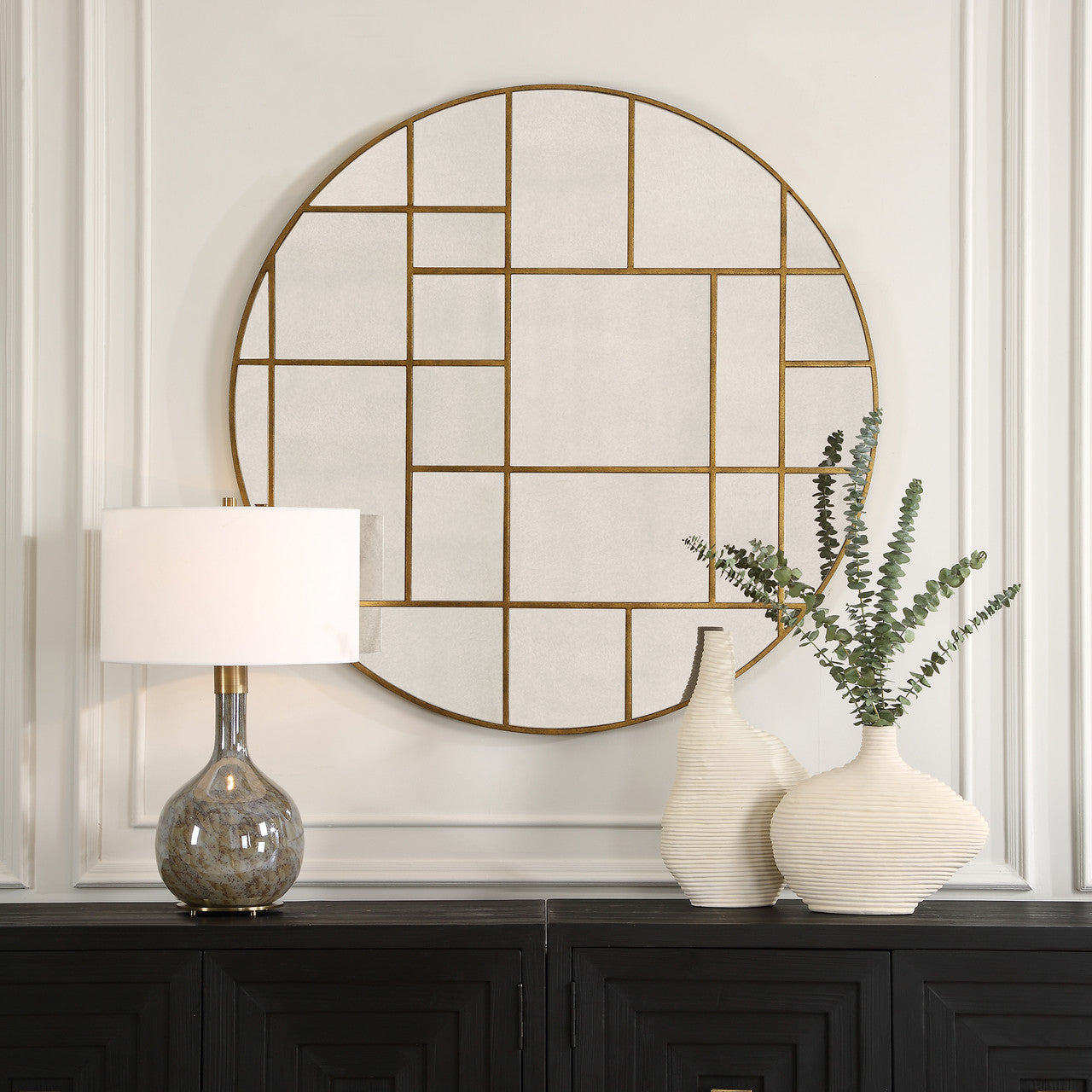 Uttermost Geometric Round Mirror