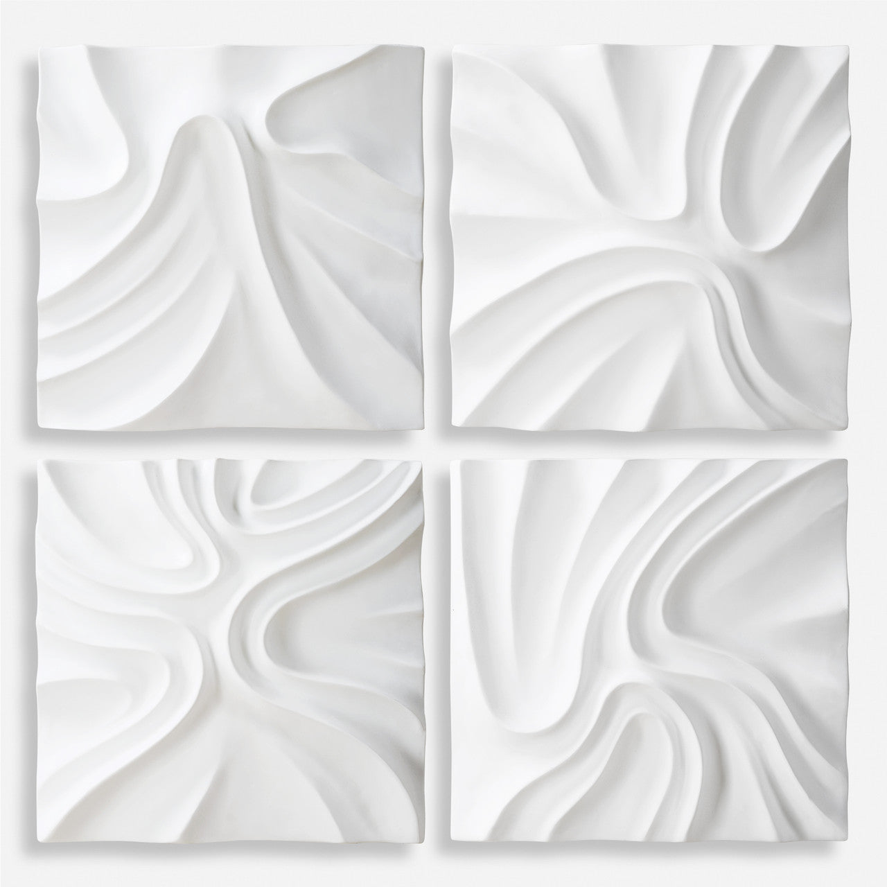 Uttermost Snowdrift Scultped White Wall Decor, S/4