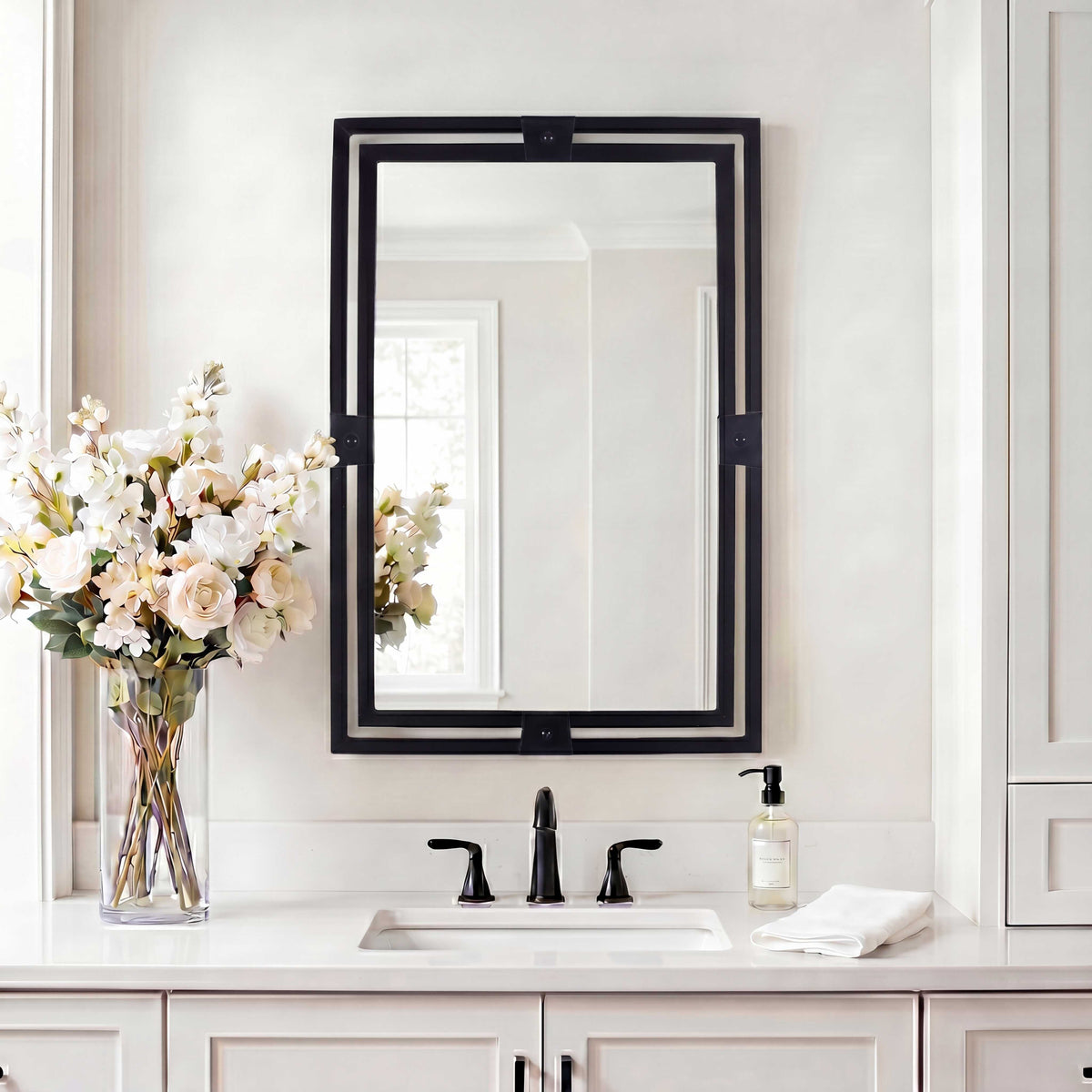 Kinvara Round Black Iron Wall Mirror