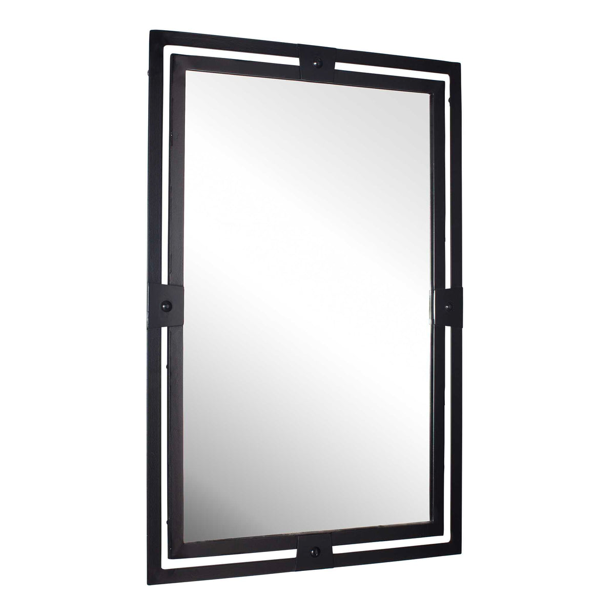 Kinvara Round Black Iron Wall Mirror