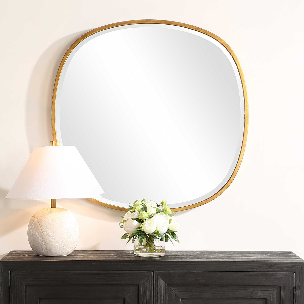 Leandro Round Gold Iron Wall Mirror