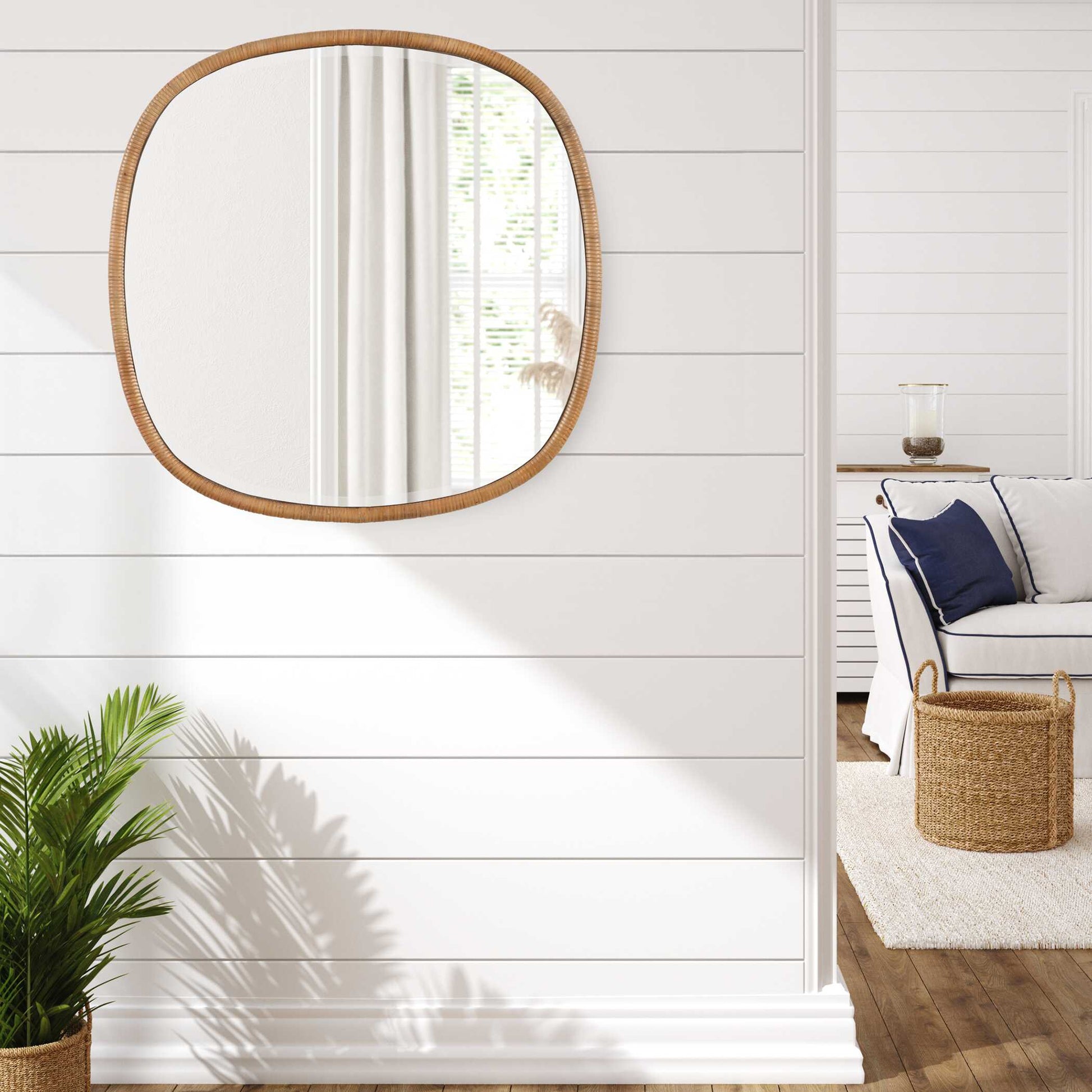 Montclair Round Natural Rattan Wall Mirror