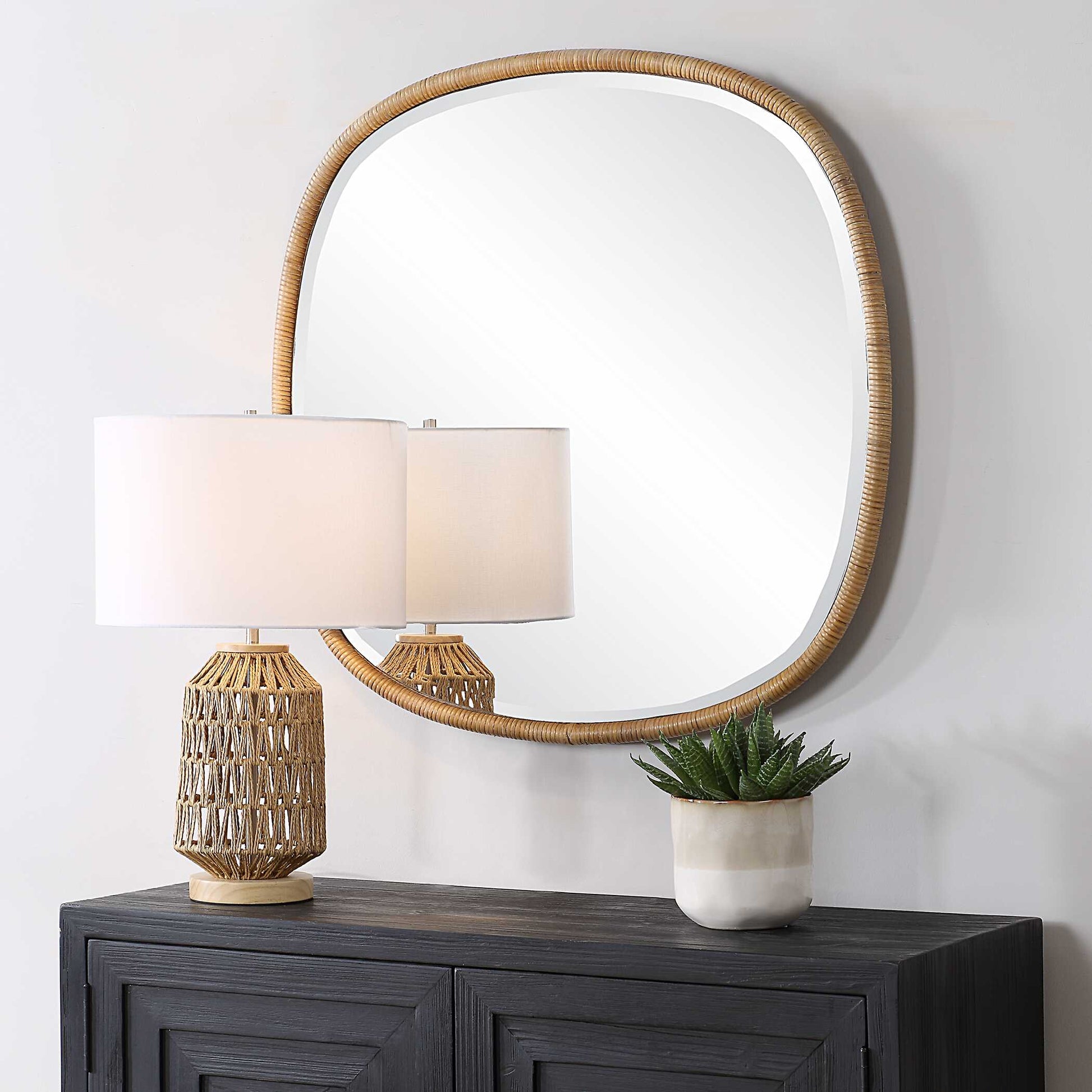 Montclair Round Natural Rattan Wall Mirror