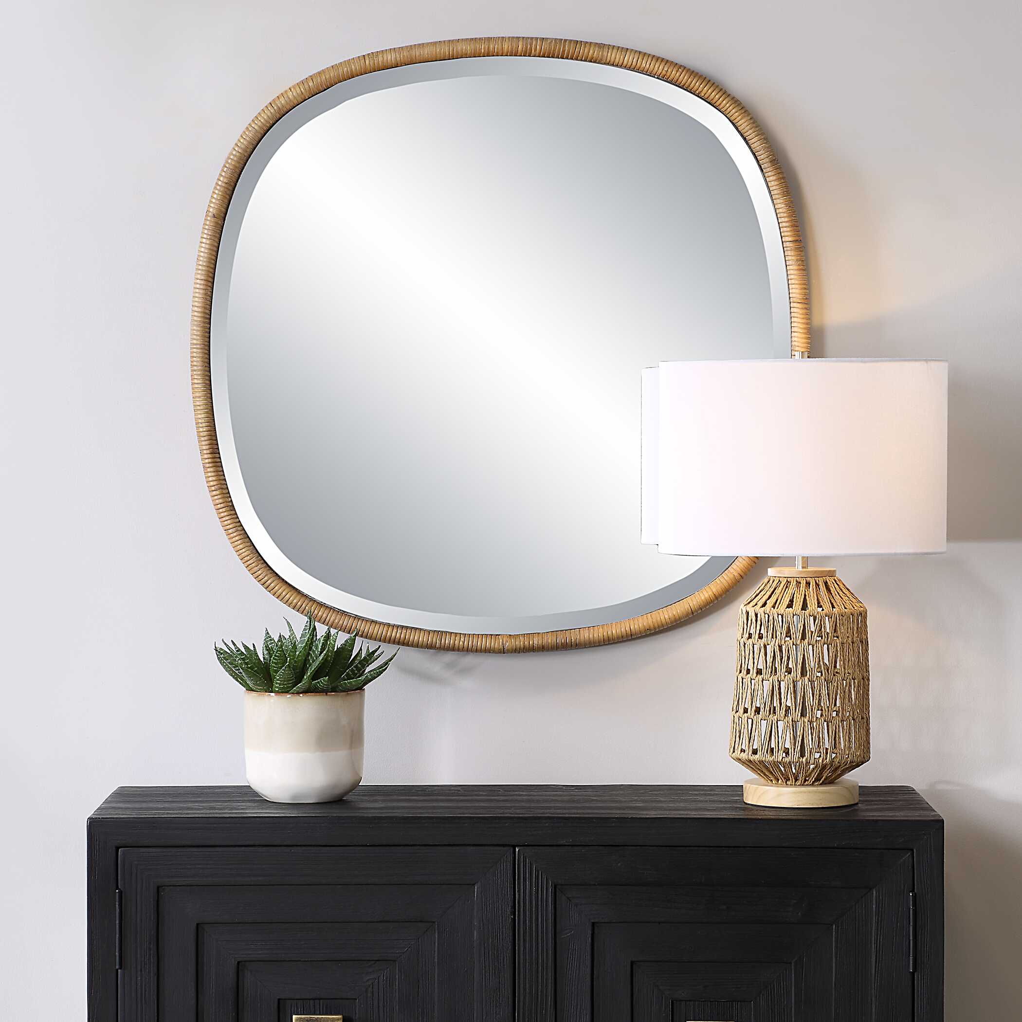 Montclair Round Natural Rattan Wall Mirror