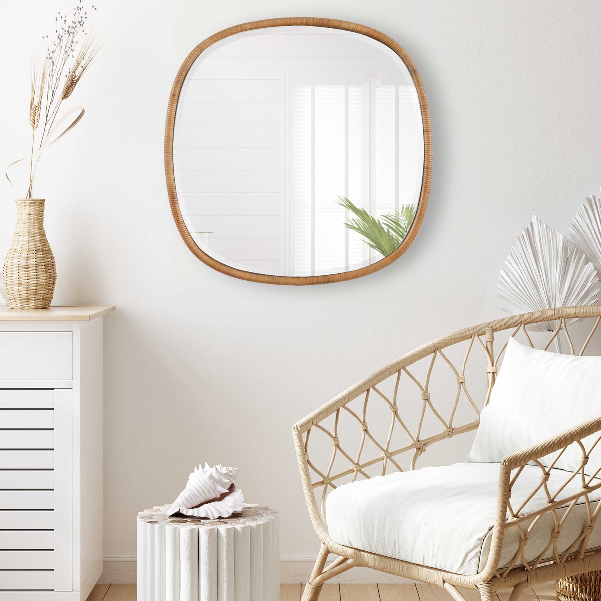 Montclair Round Natural Rattan Wall Mirror