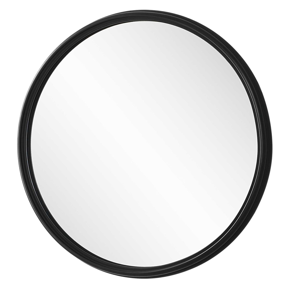 Ombra Round Matte Black Wall Mirror