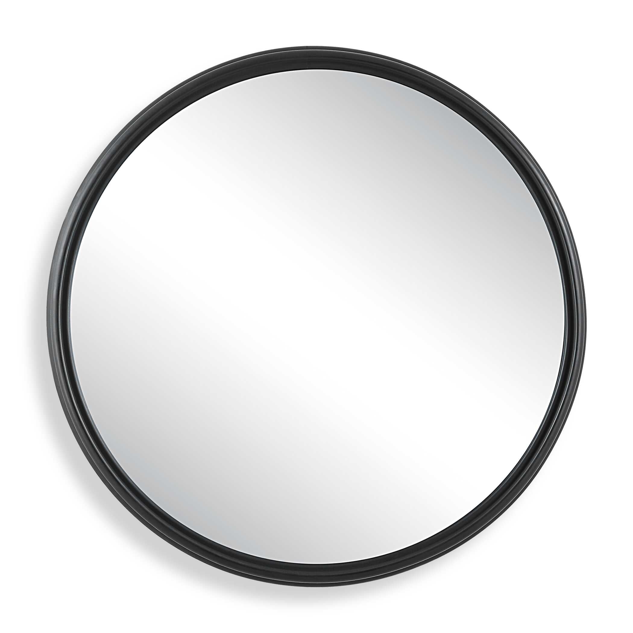 Ombra Round Matte Black Wall Mirror