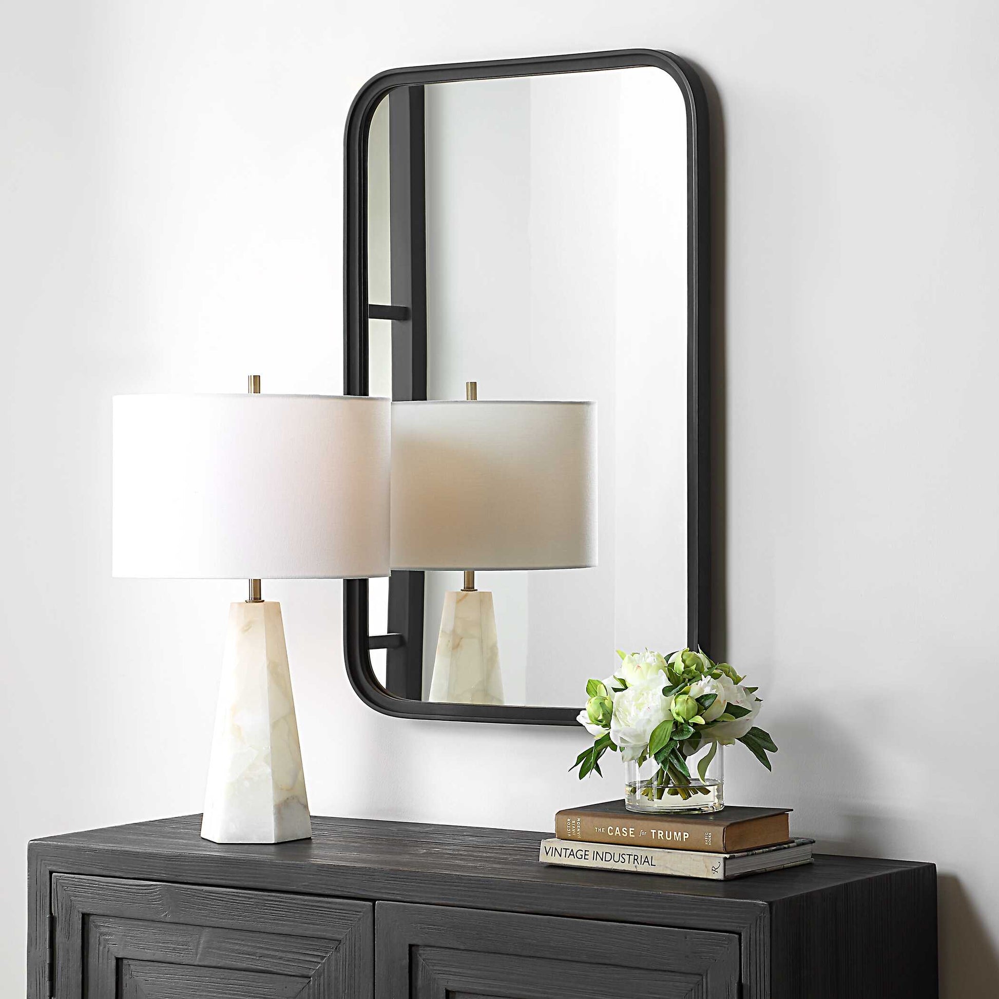 Perrine Rectangular Matte Black Wall Mirror