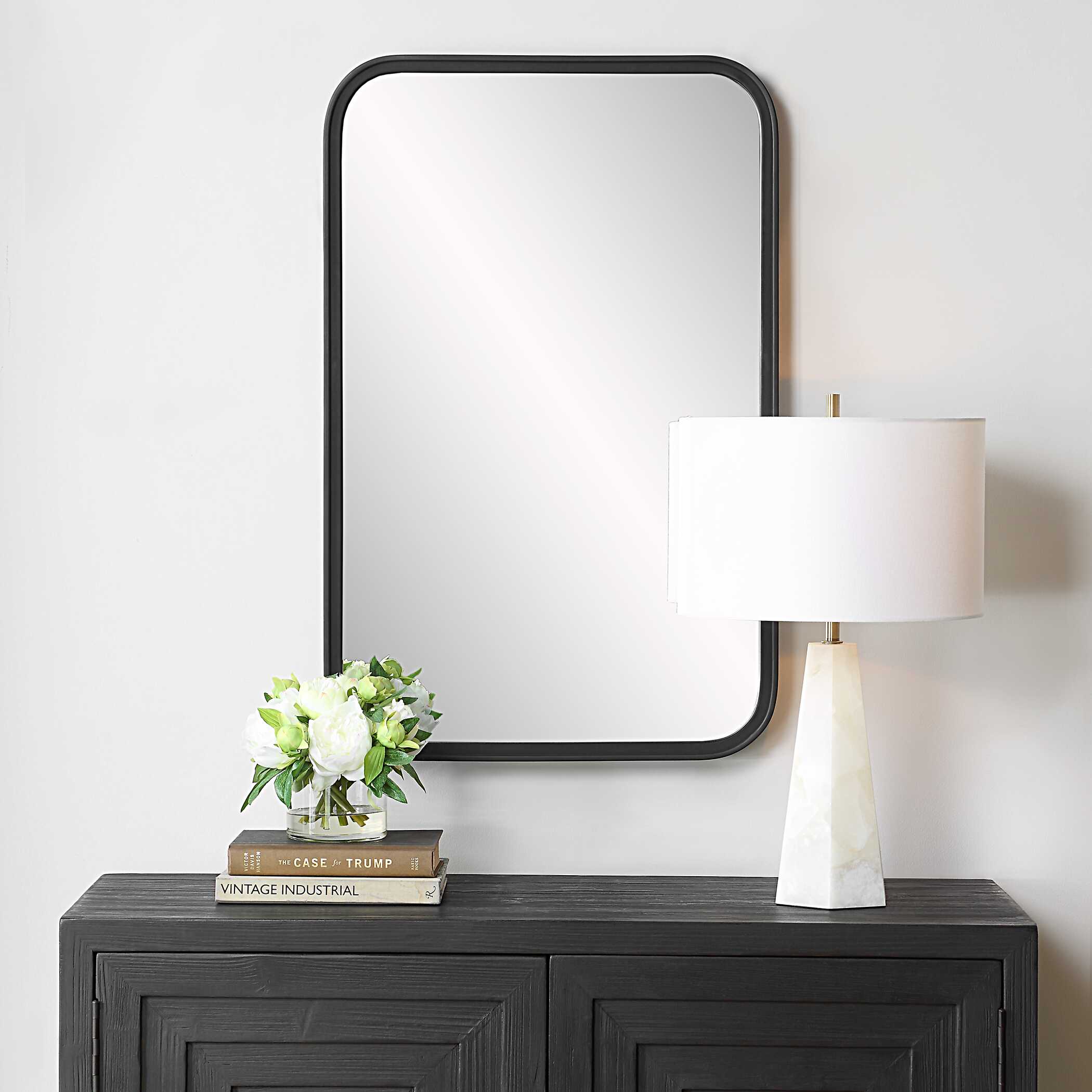Perrine Rectangular Matte Black Wall Mirror