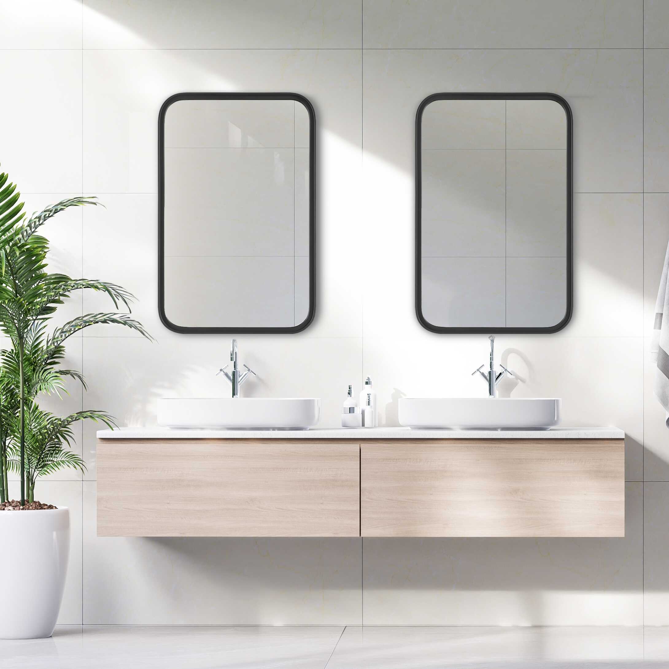 Perrine Rectangular Matte Black Wall Mirror