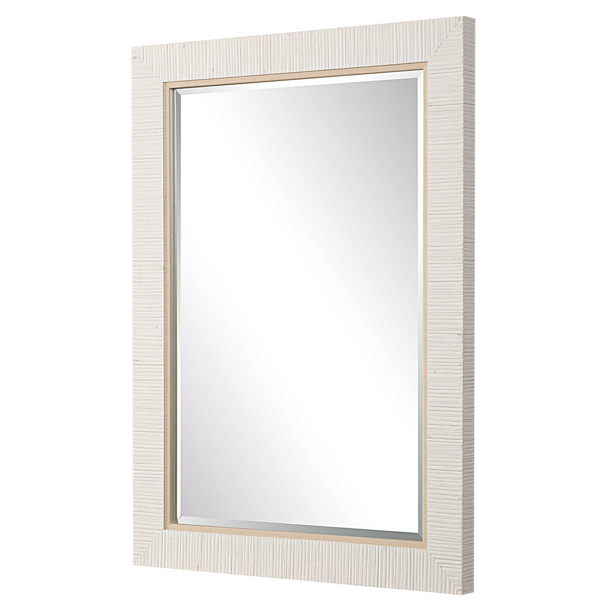 Nerissa Round White Rattan Wall Mirror