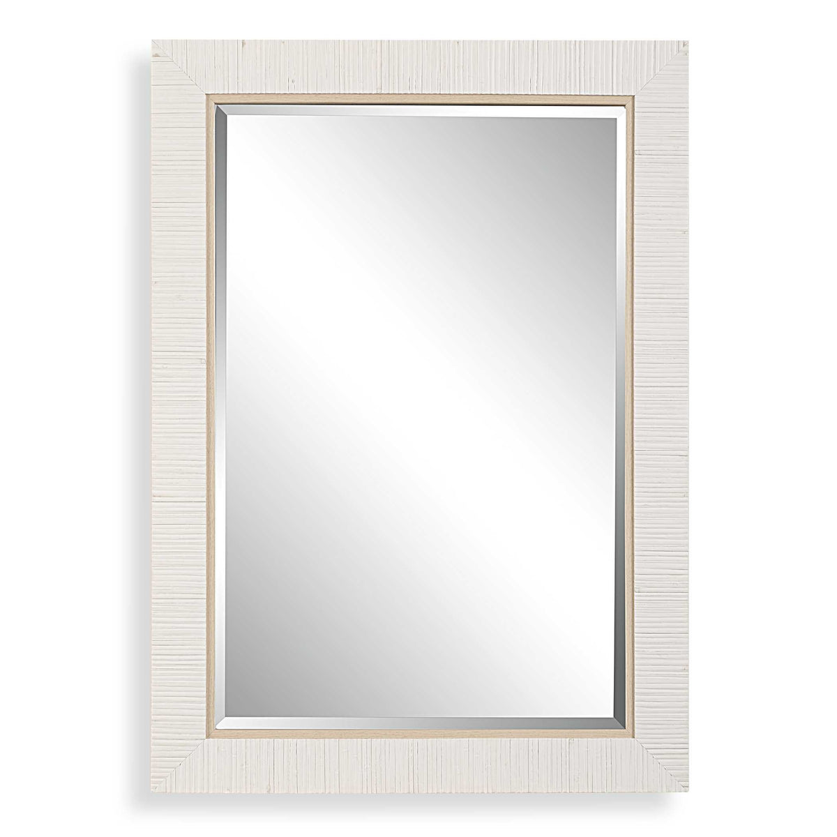 Nerissa Round White Rattan Wall Mirror