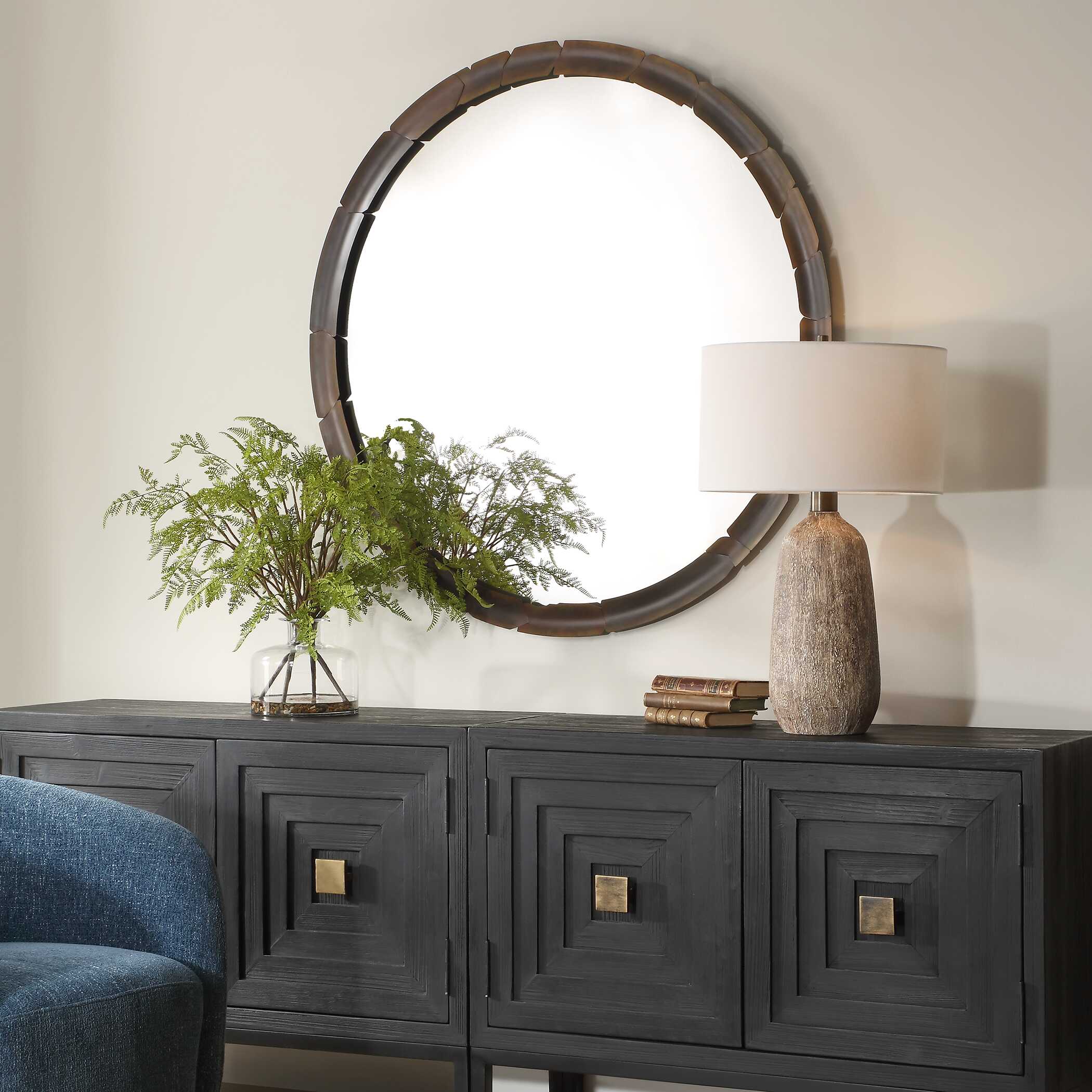 Uttermost Auger Amber Glass Round Mirror