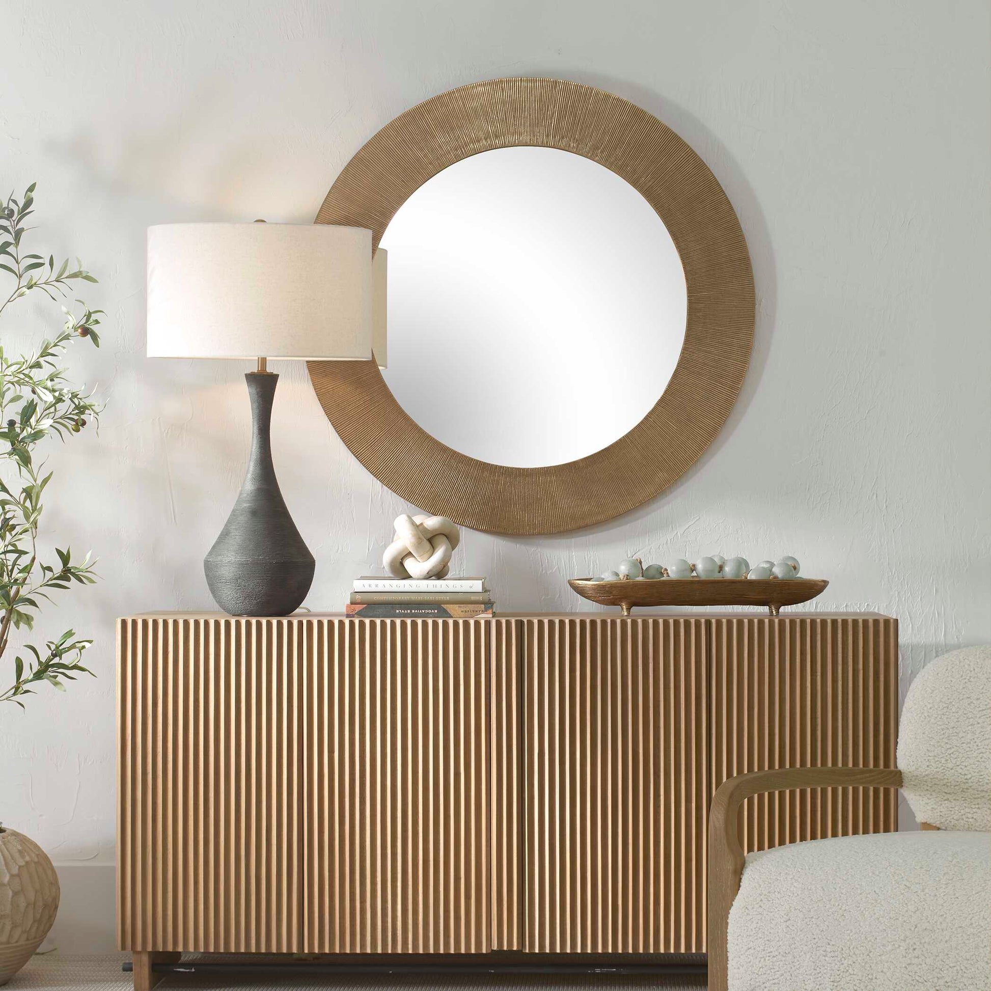 Uttermost Tano Antique Brass Round Mirror