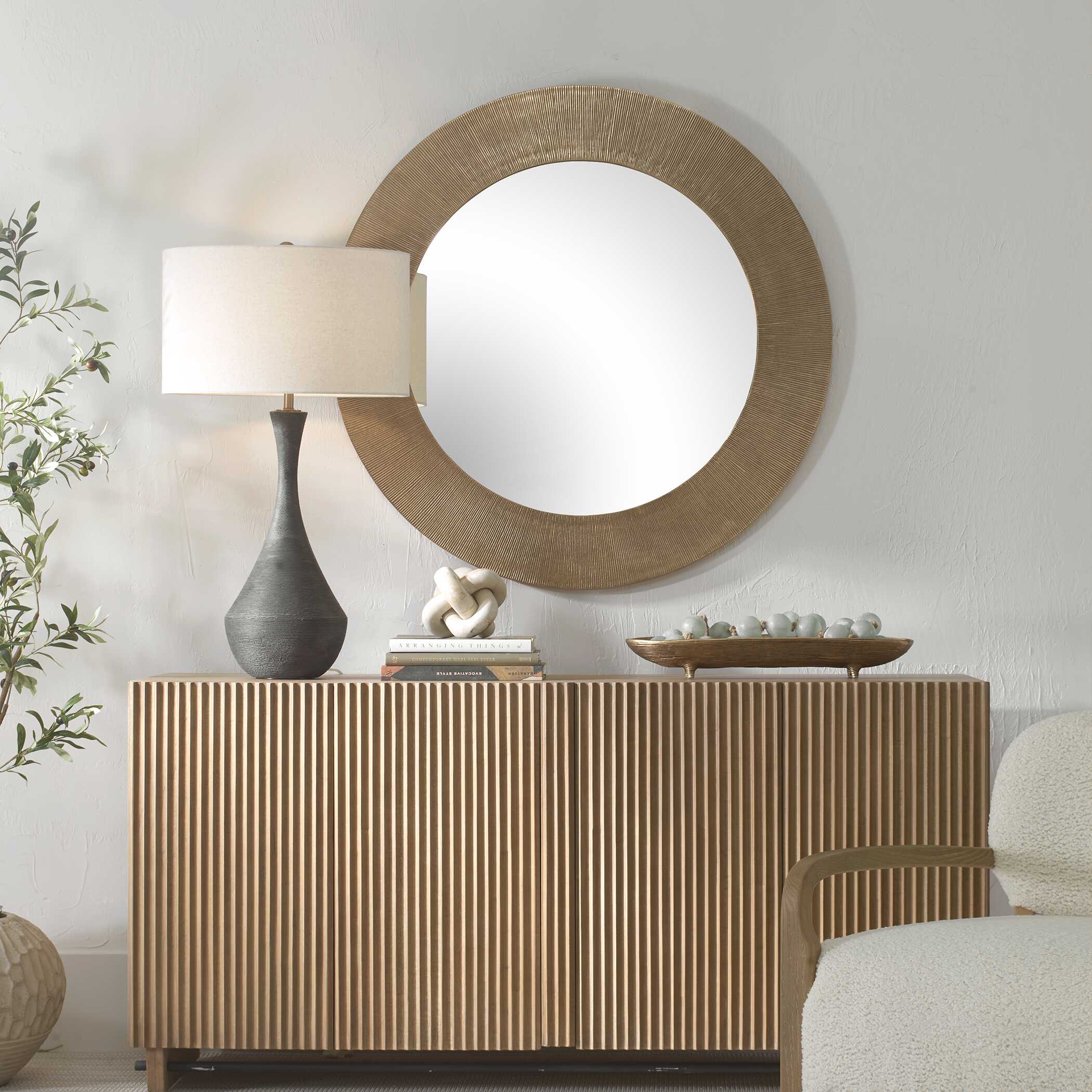 Uttermost Tano Antique Brass Round Mirror