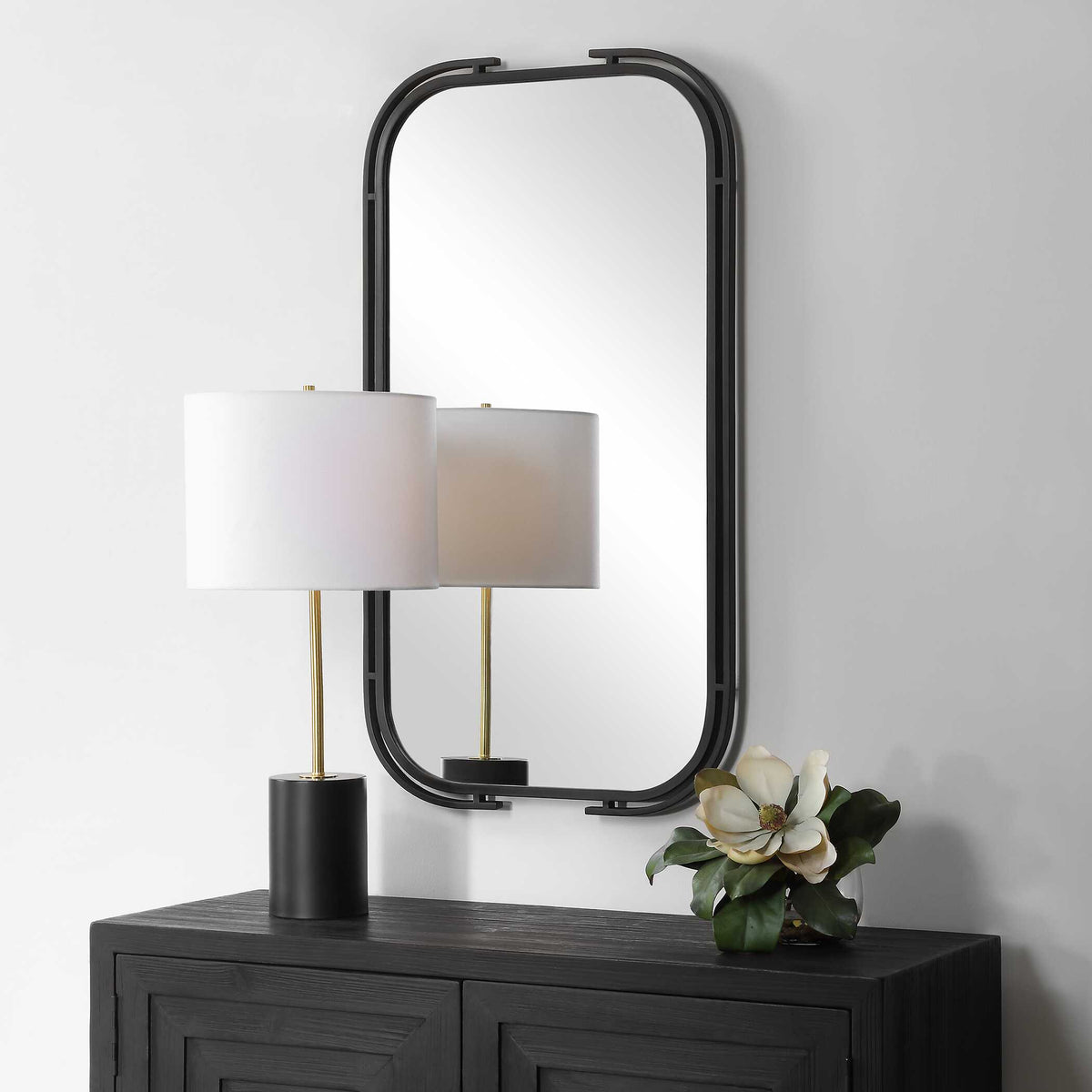 Alcott Round Matte Black Wall Mirror