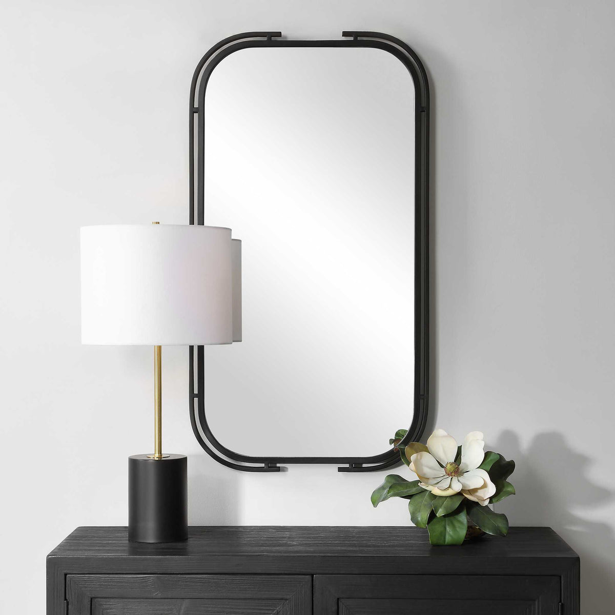 Alcott Round Matte Black Wall Mirror
