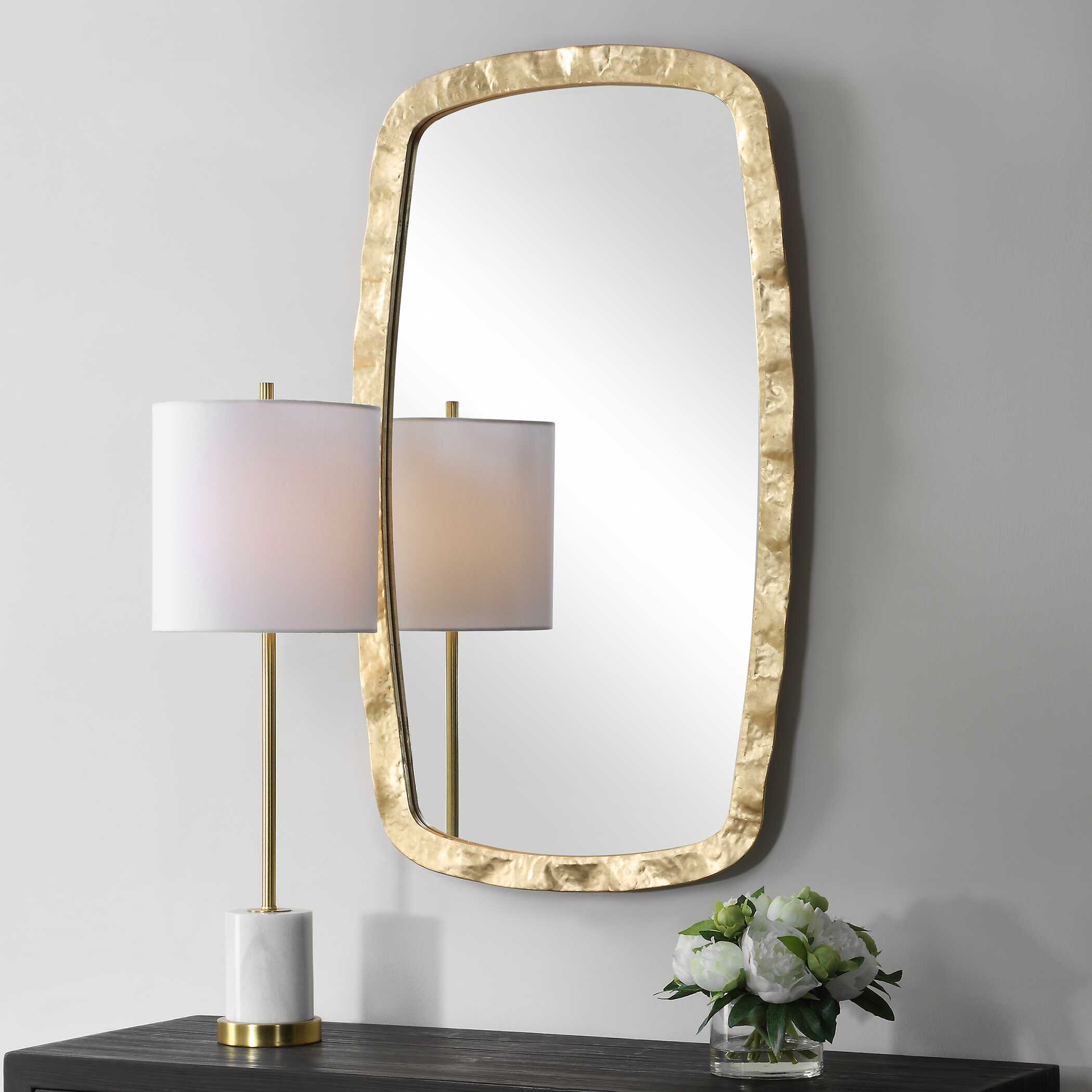 Caldera Round Gold Iron Wall Mirror