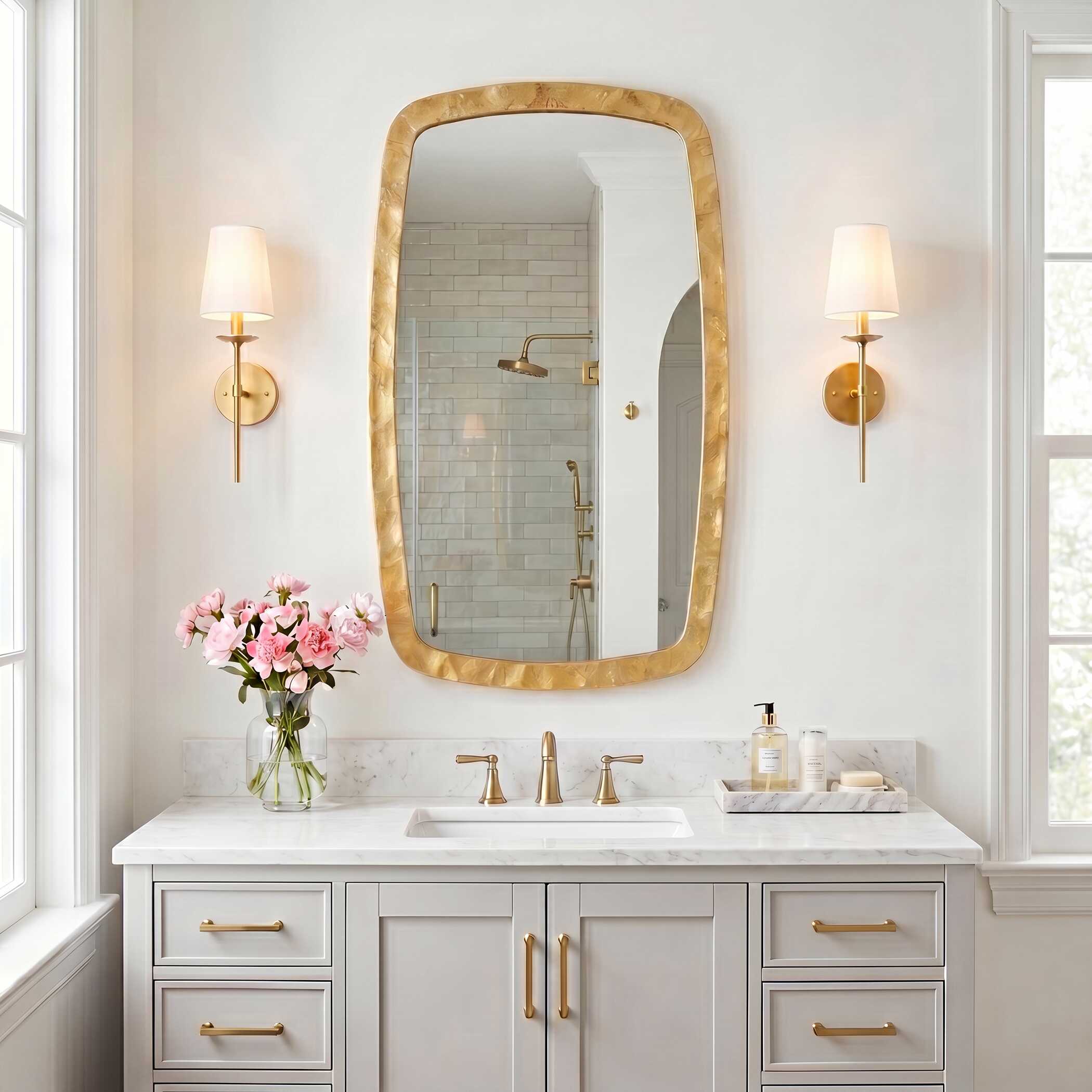 Caldera Round Gold Iron Wall Mirror