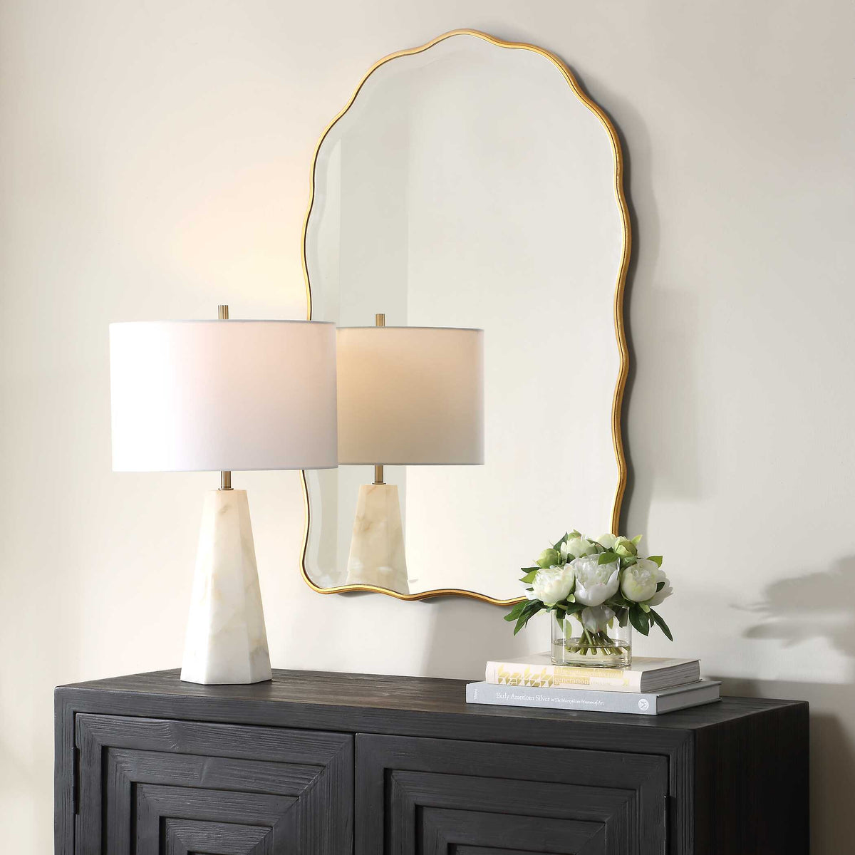 Doriath Scalloped Gold Wall Mirror