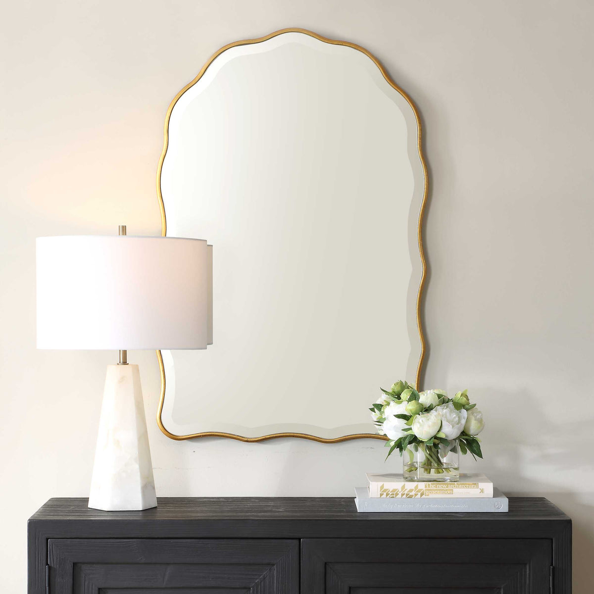 Doriath Scalloped Gold Wall Mirror