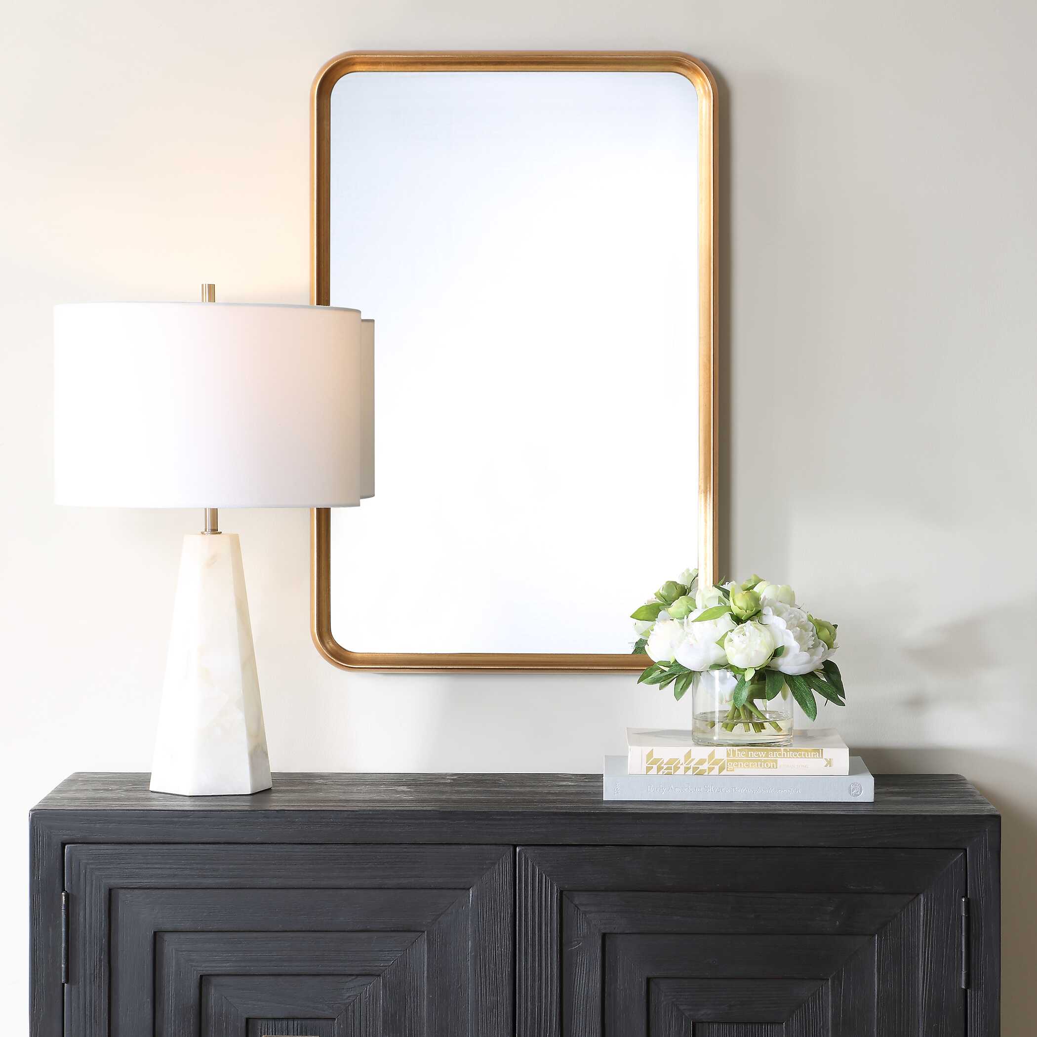 Eleron Rectangular Champagne Wood Wall Mirror