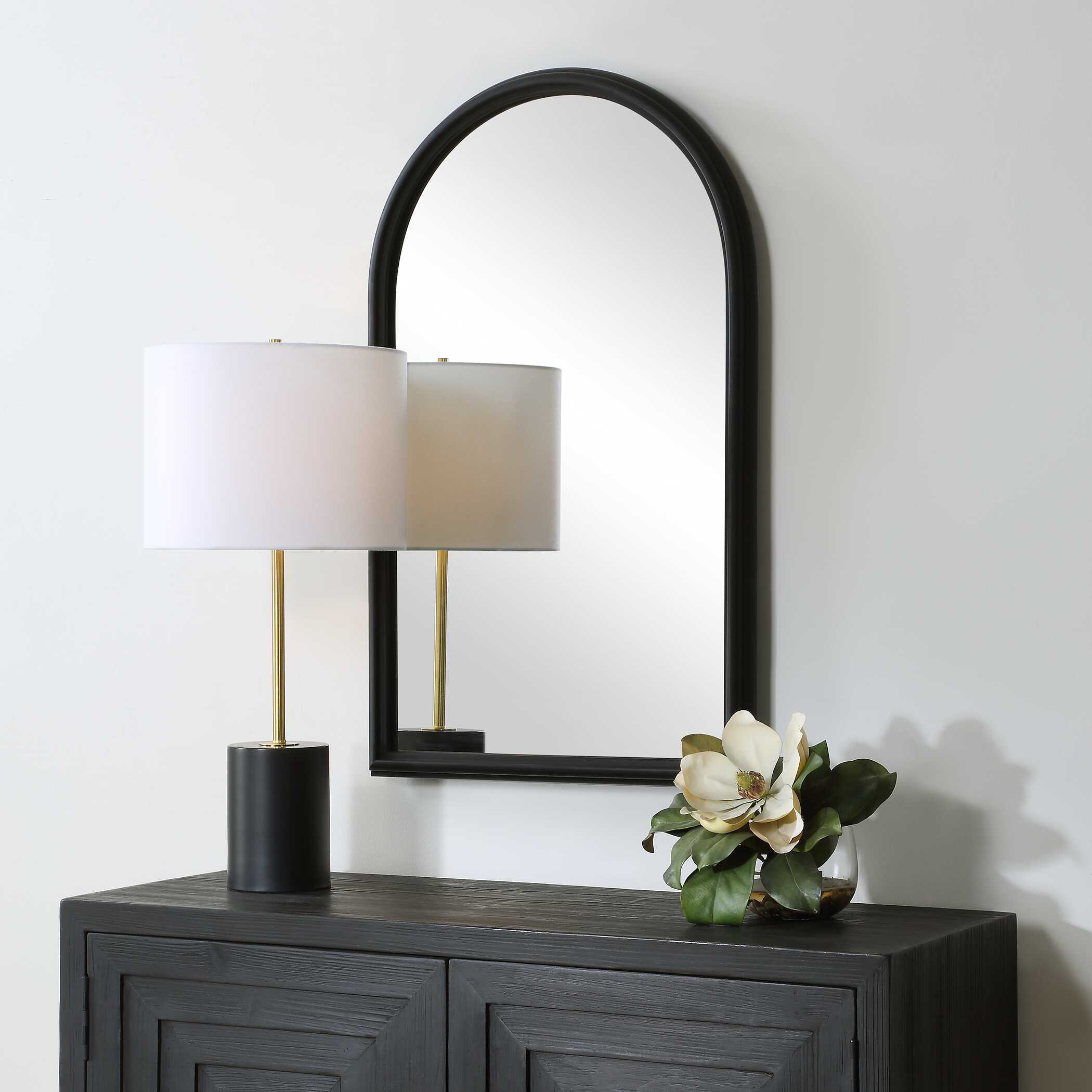 Havenridge Arched Black Wall Mirror
