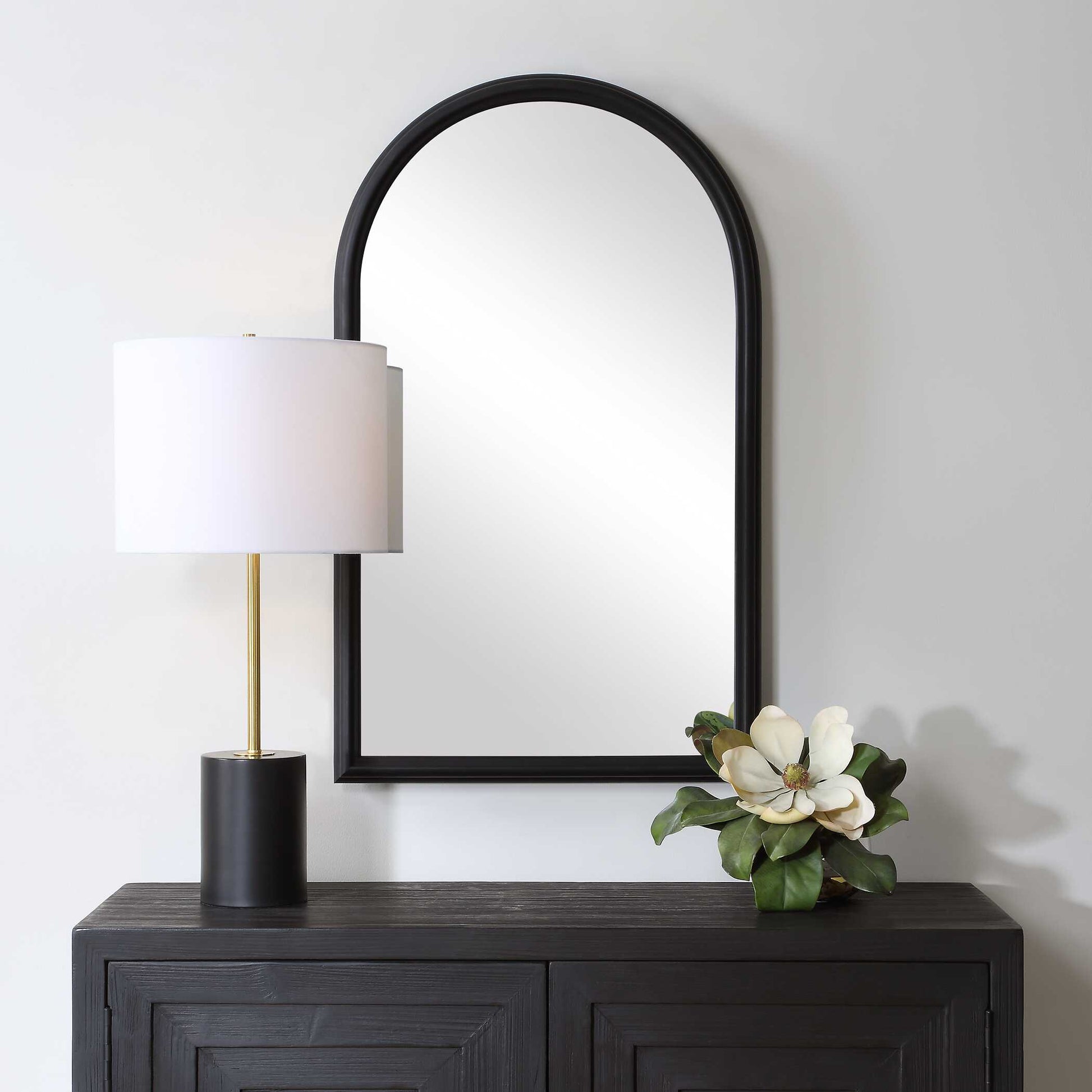 Havenridge Arched Black Wall Mirror