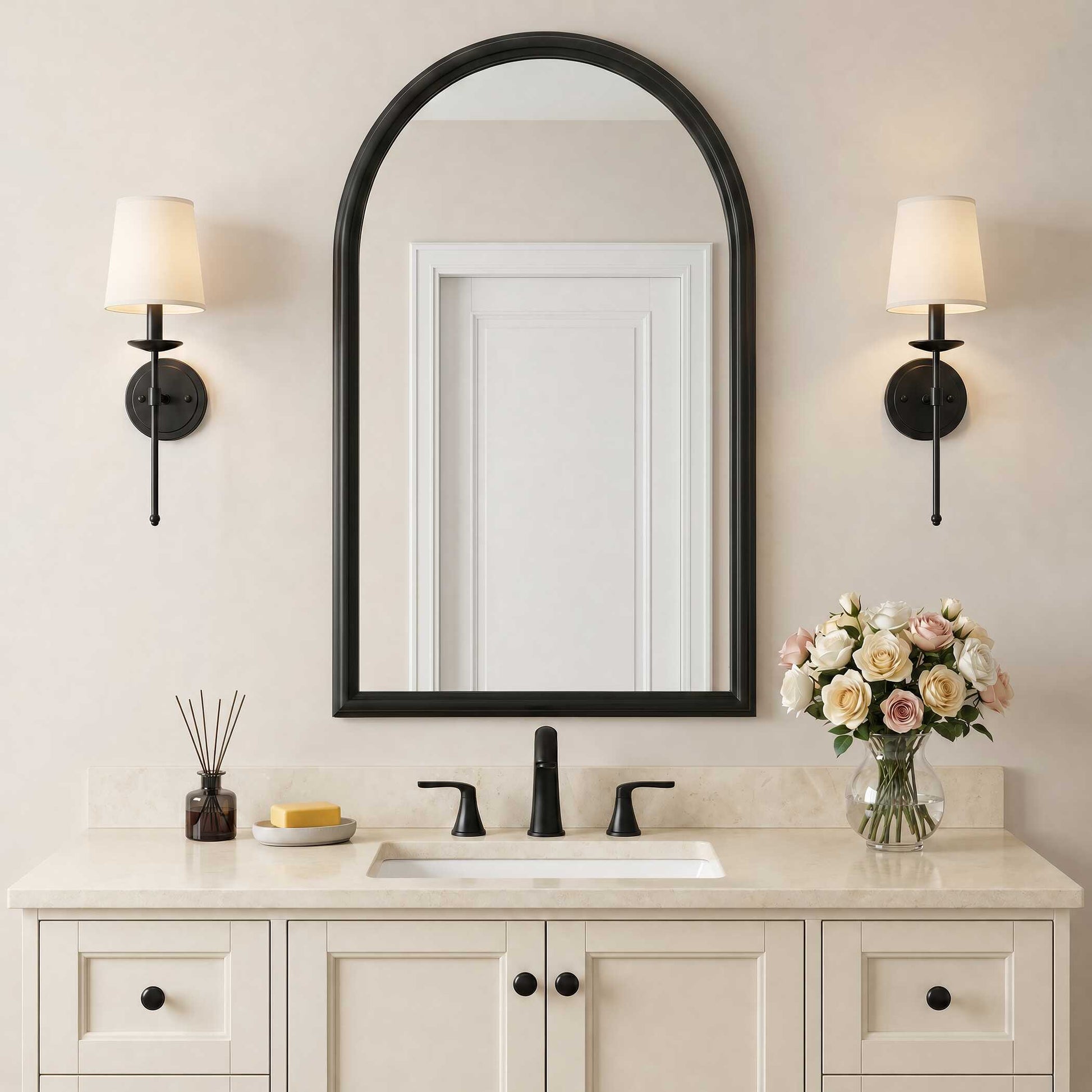 Havenridge Arched Black Wall Mirror