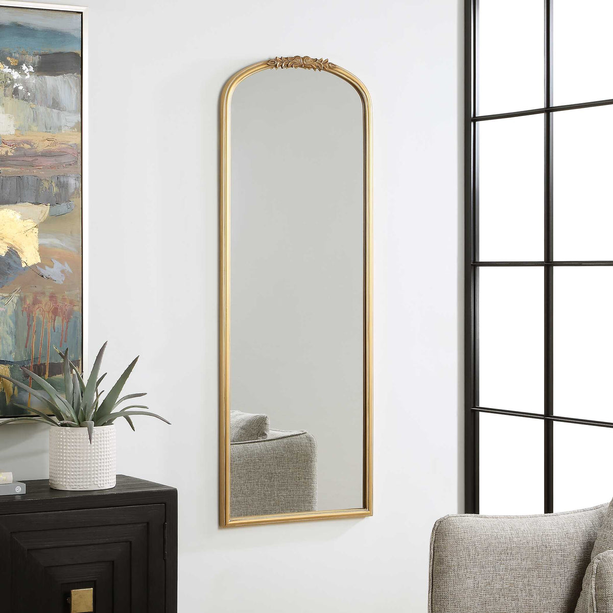 Ilaria Arched Antique Gold Wall Mirror