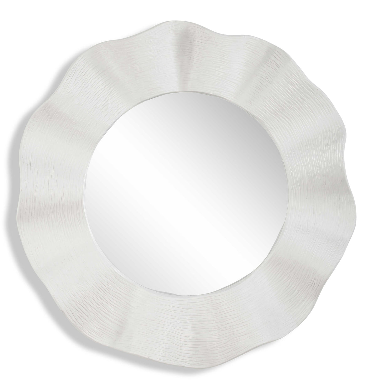 Uttermost Wave Length Round White Mirror