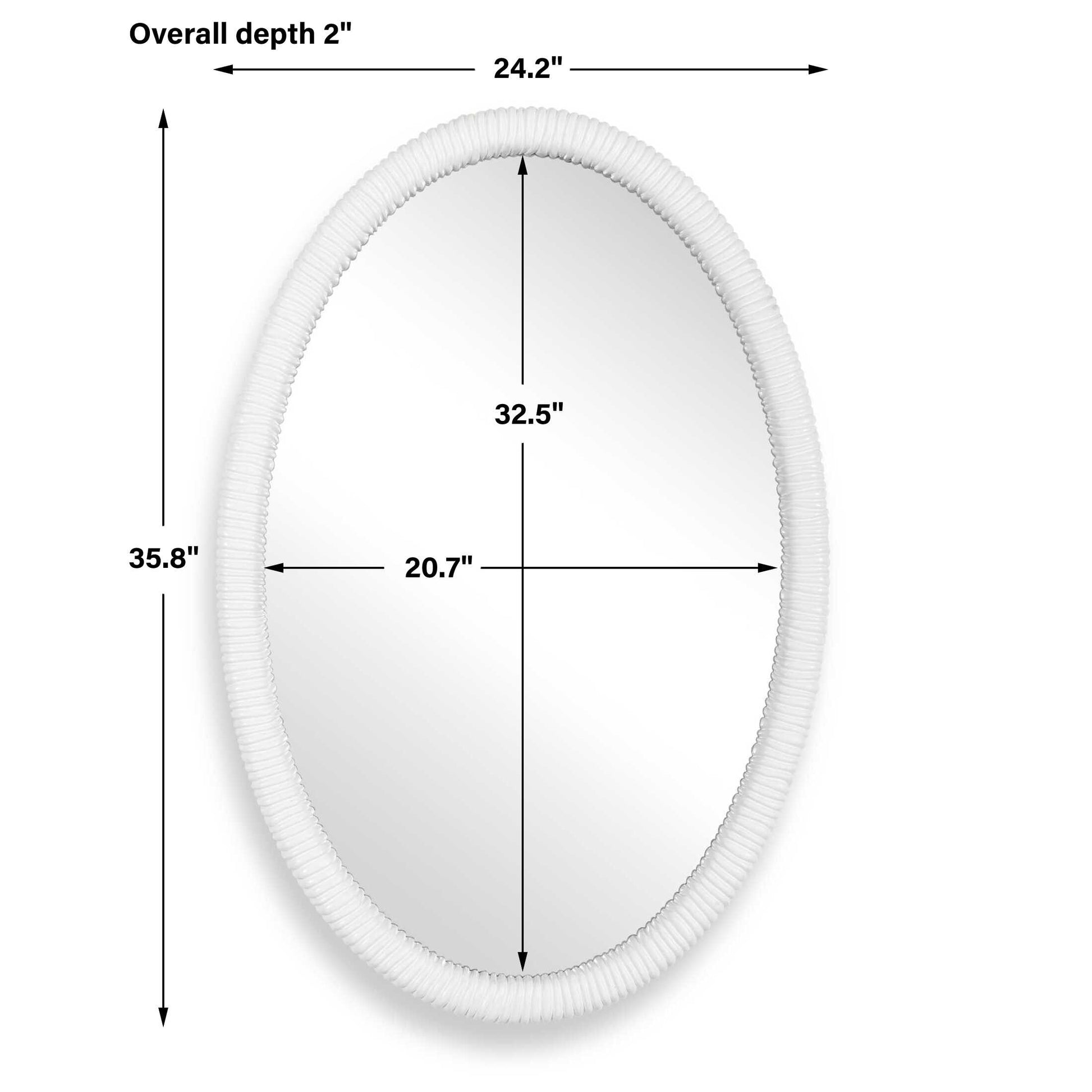 Uttermost Bali White Ribbed Oval Mirror