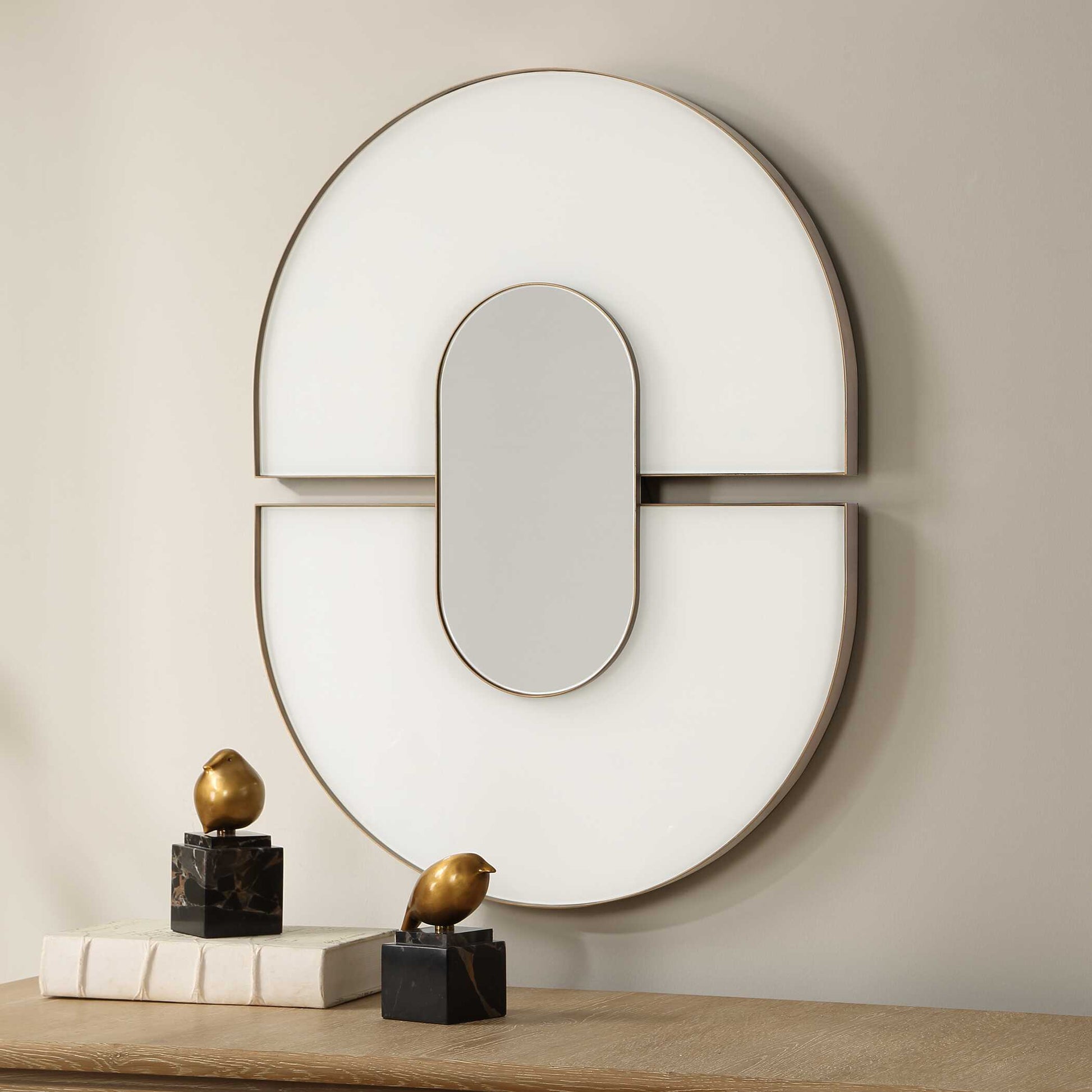 Uttermost Encase Modern White Oval Mirror