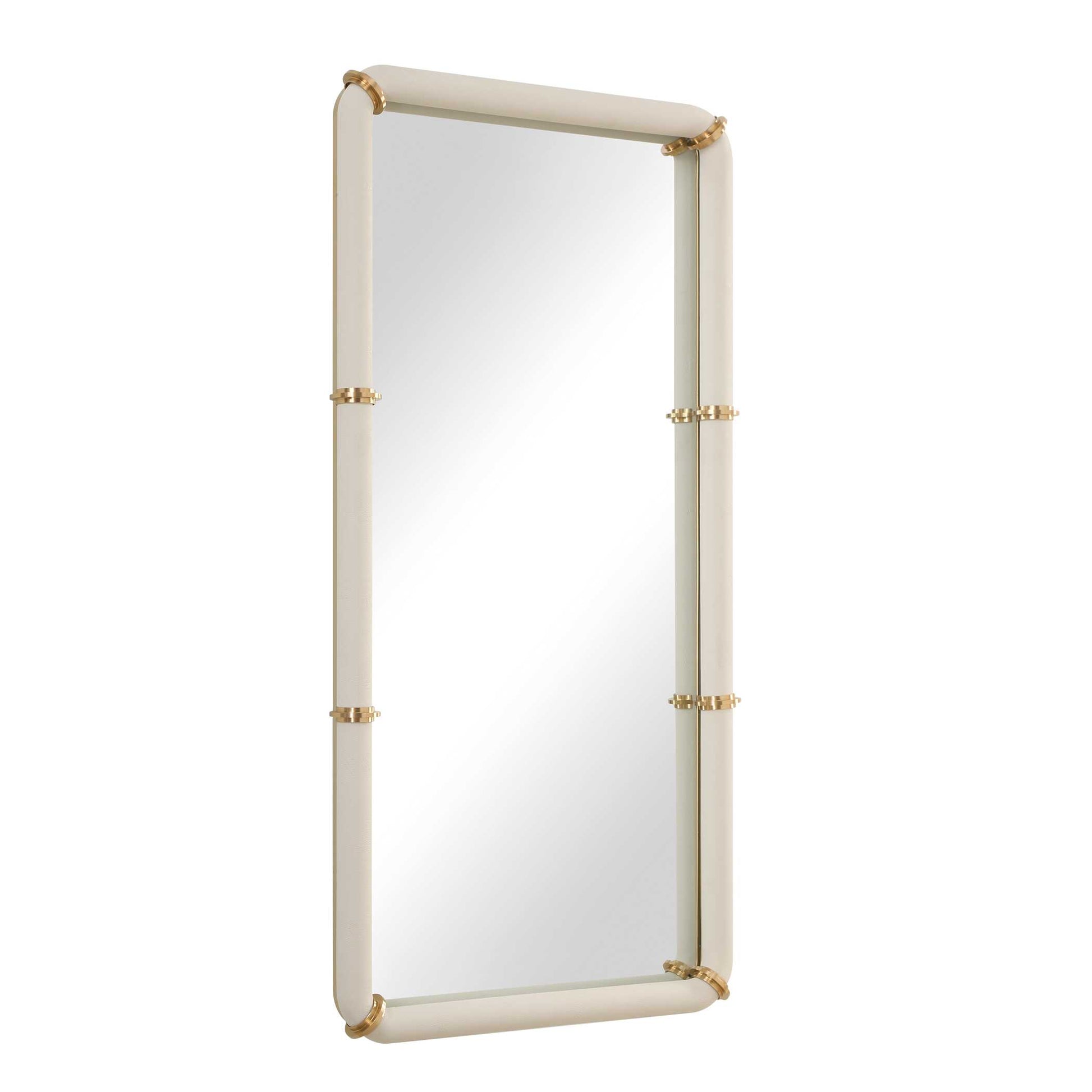 Uttermost Cyprus White Leather Mirror