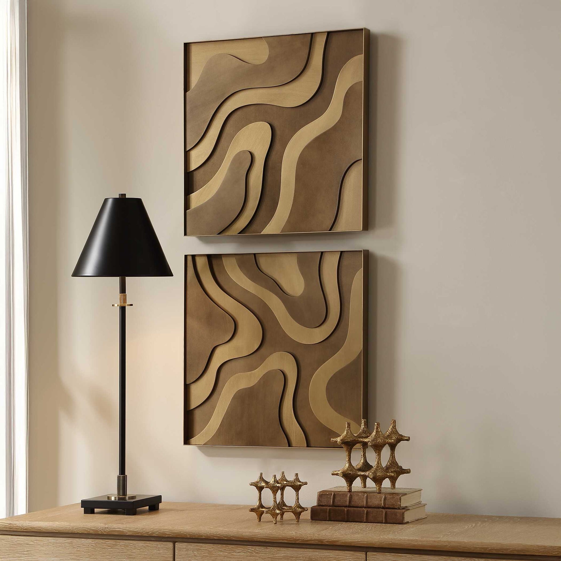 Uttermost Golden Terrain Wooden Wall Decor Set/2