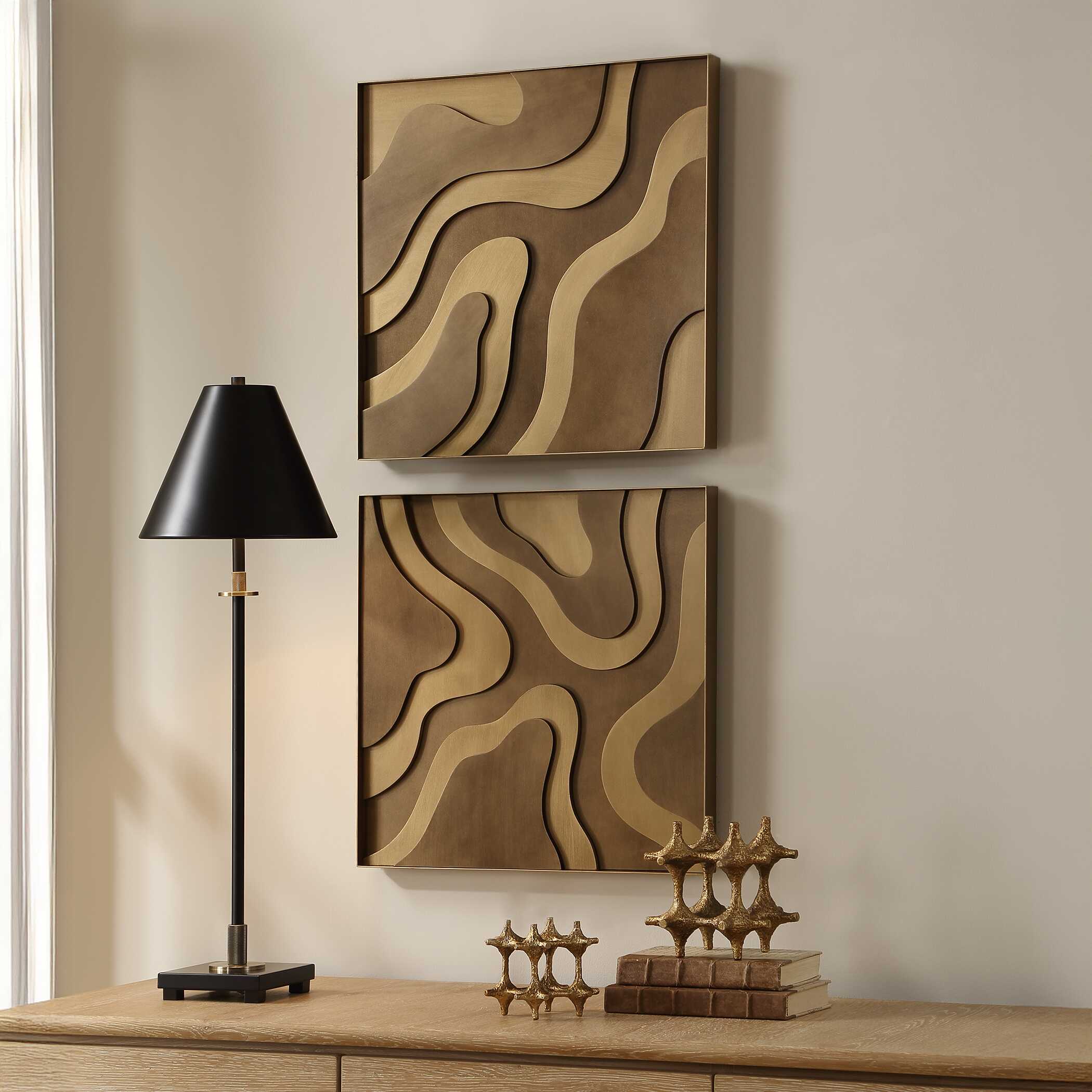 Uttermost Golden Terrain Wooden Wall Decor Set/2