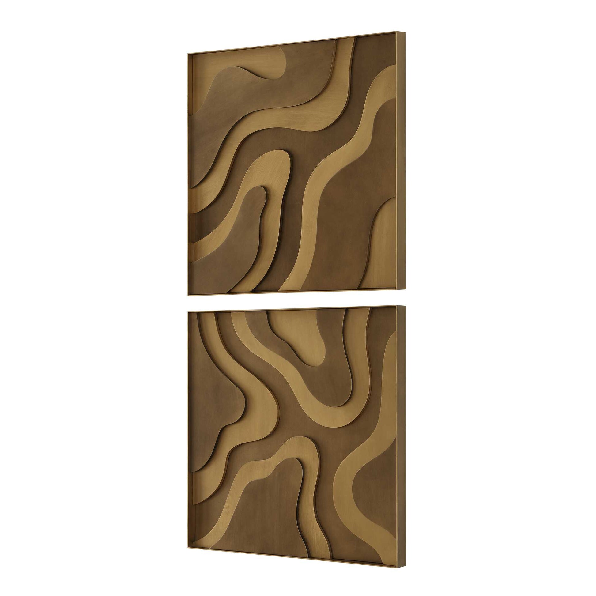 Uttermost Golden Terrain Wooden Wall Decor Set/2