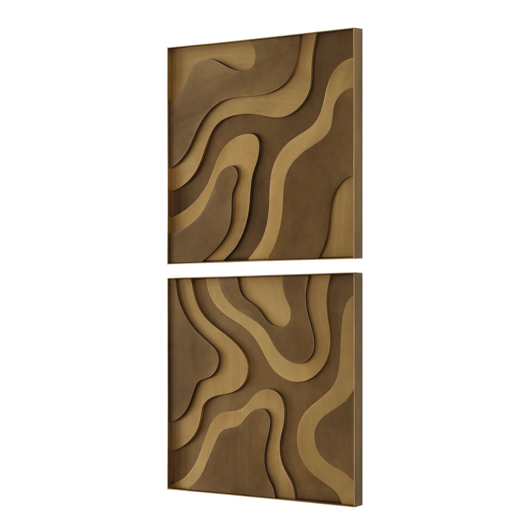 Uttermost Golden Terrain Wooden Wall Decor Set/2