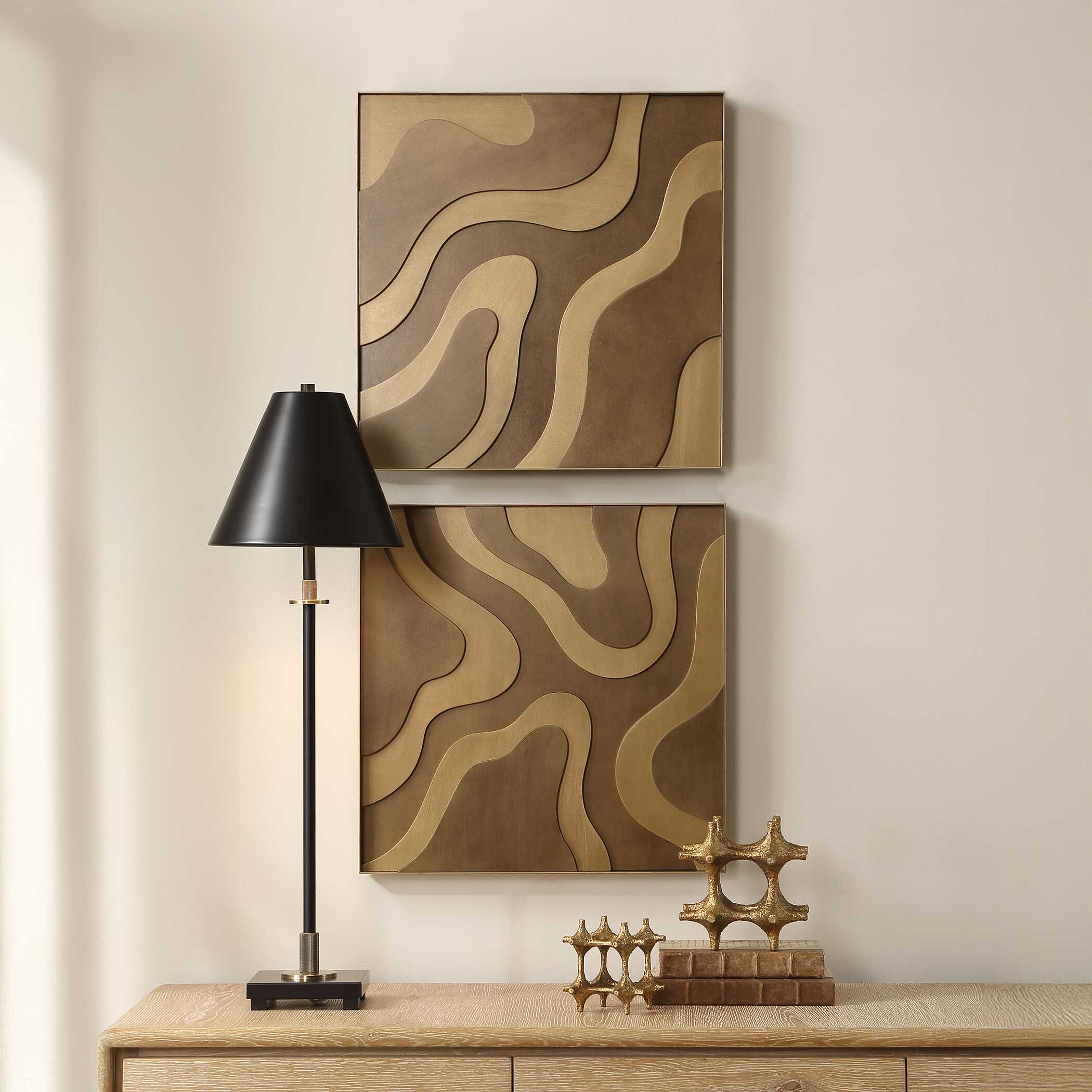 Uttermost Golden Terrain Wooden Wall Decor Set/2