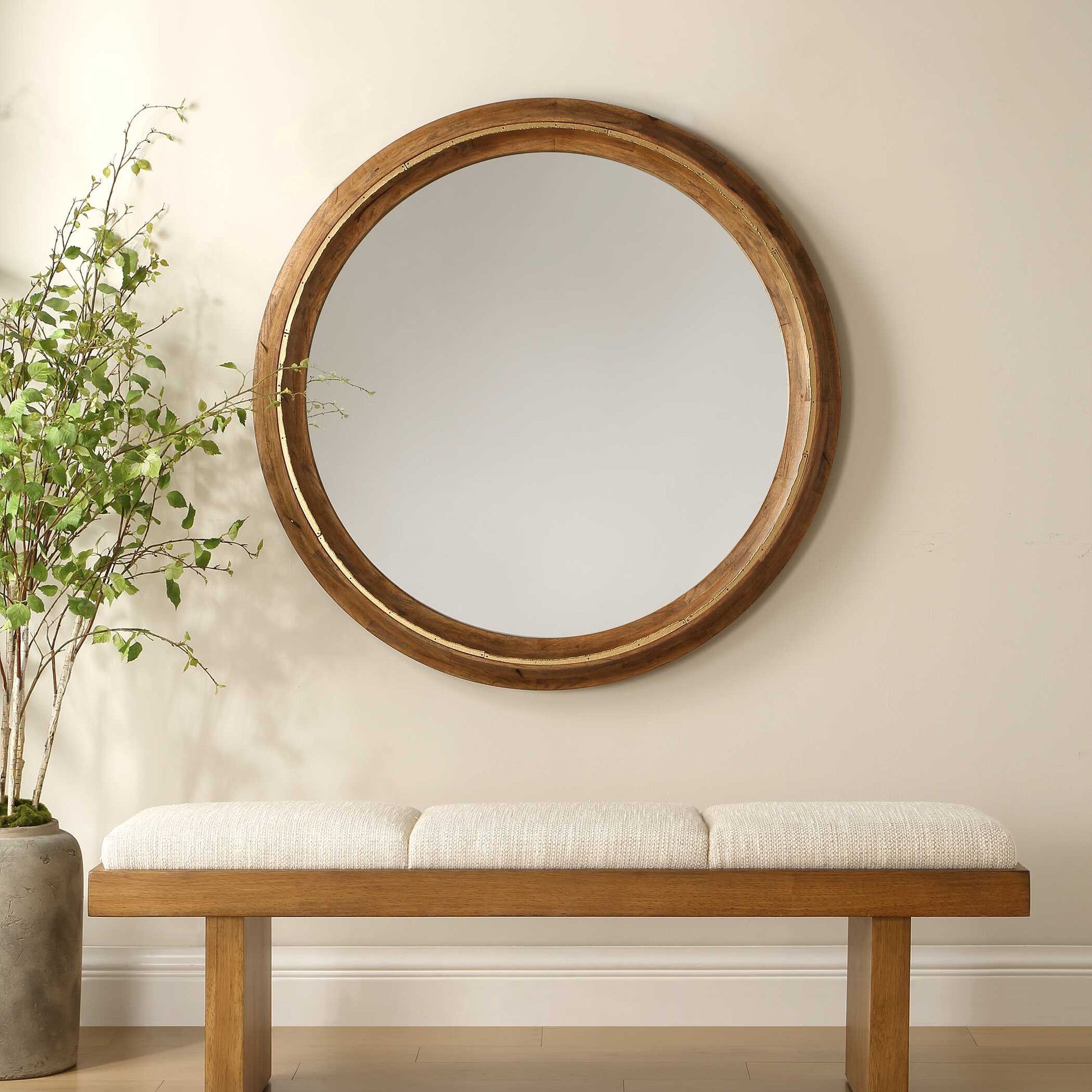 Uttermost Frontier Round Wood Mirror