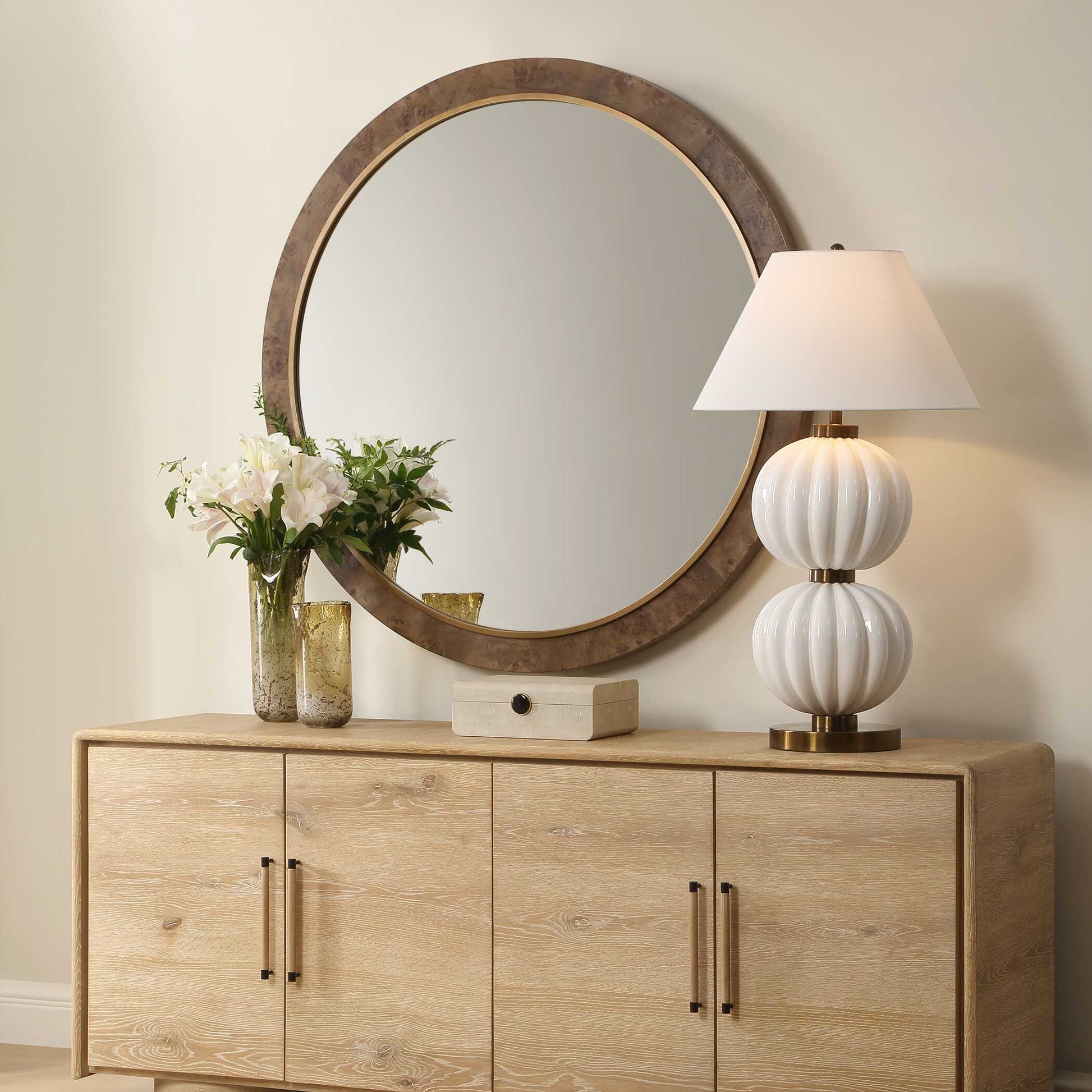 Uttermost Cleveland Round Burl Wood Mirror