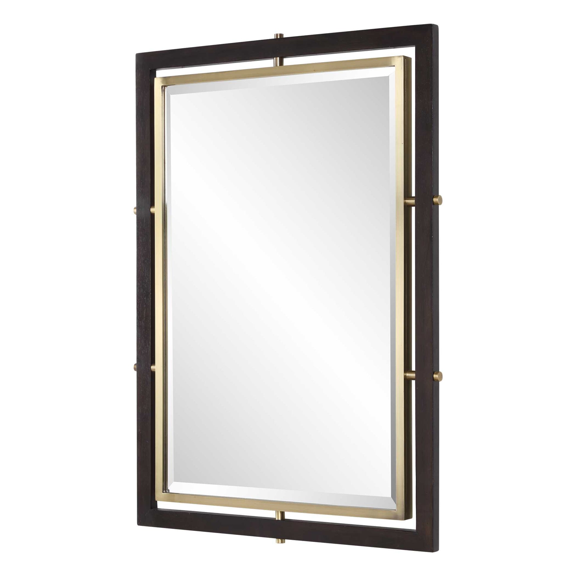 Uttermost Bach Walnut & Brass Rectangle Mirror