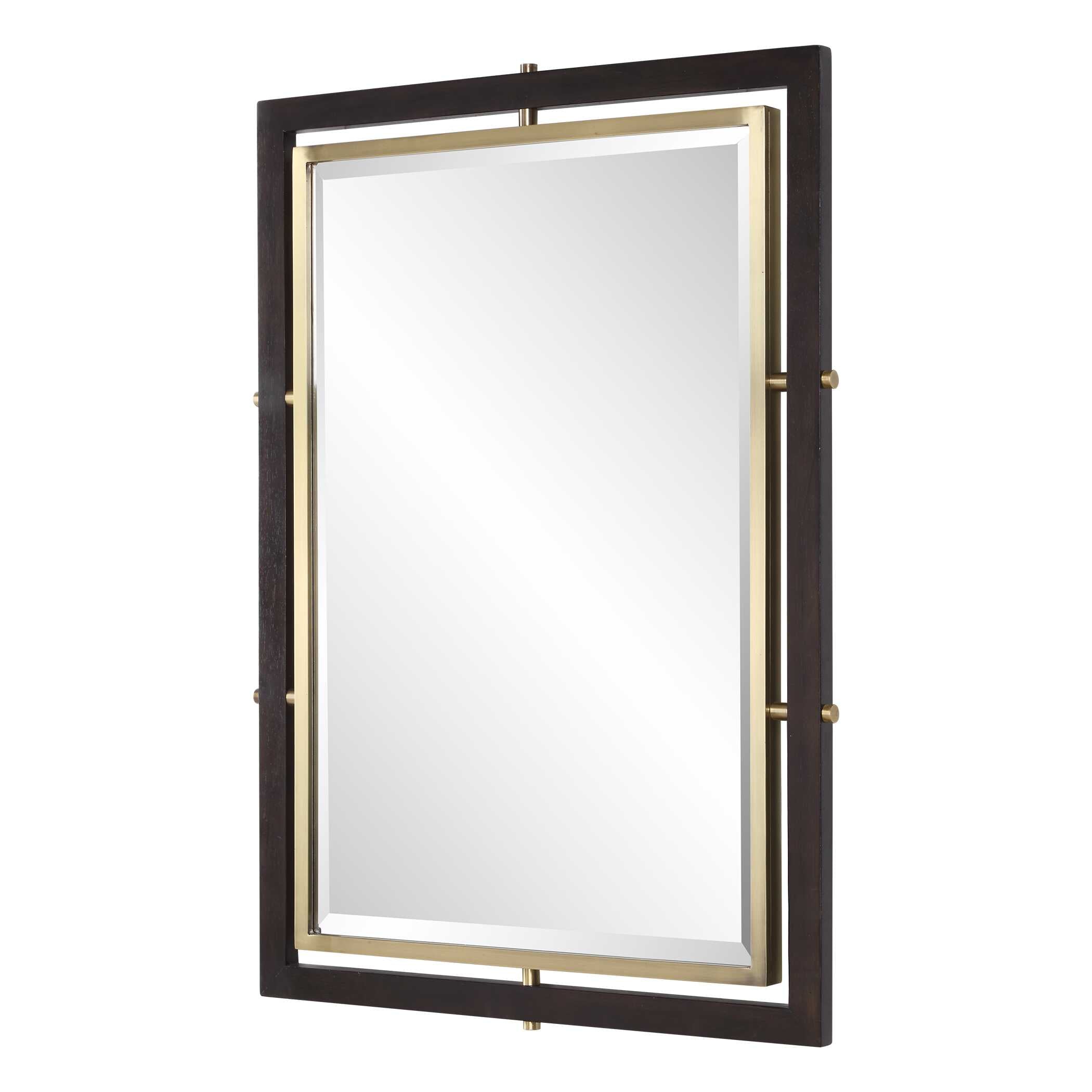 Uttermost Bach Walnut & Brass Rectangle Mirror