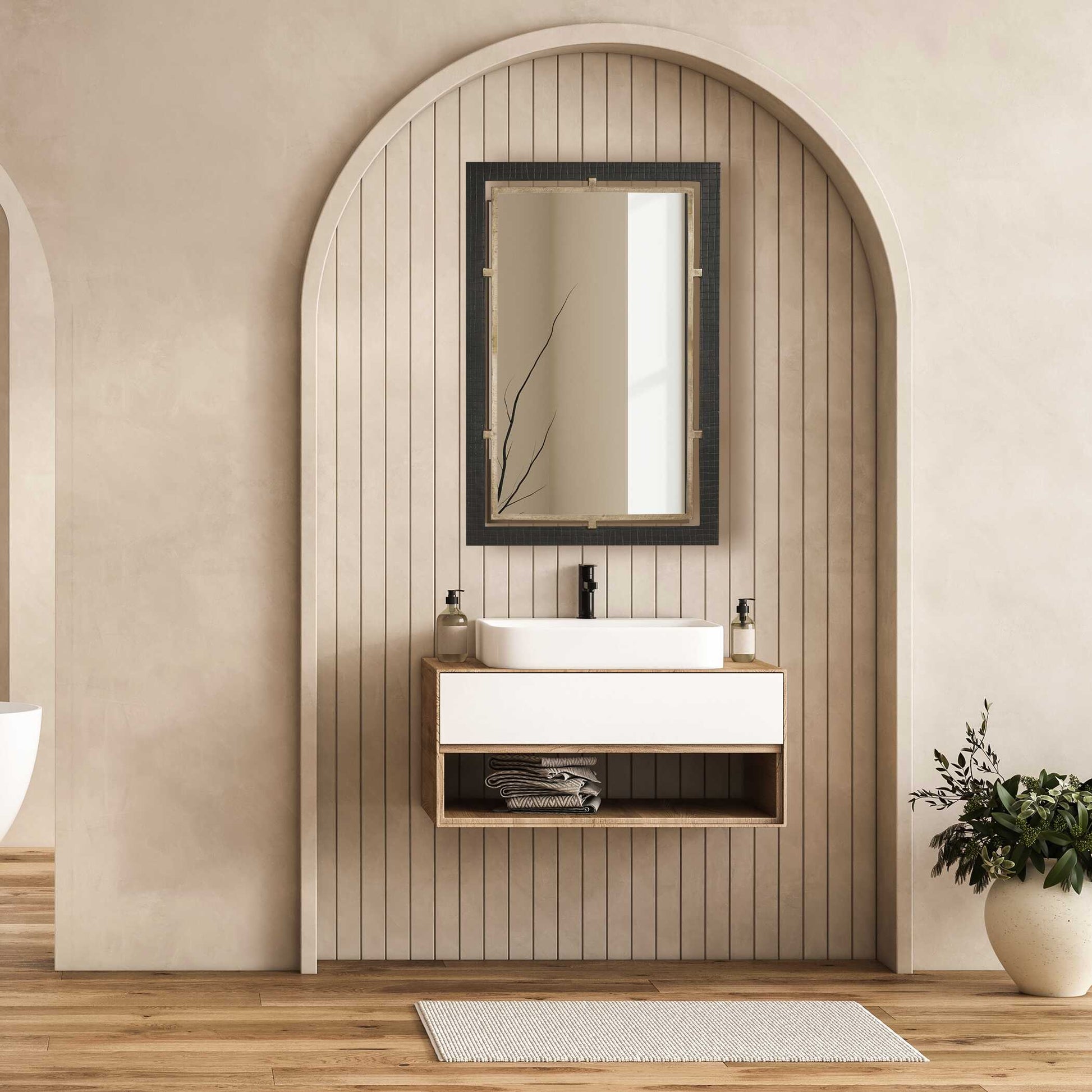 Uttermost Bach Walnut & Brass Rectangle Mirror